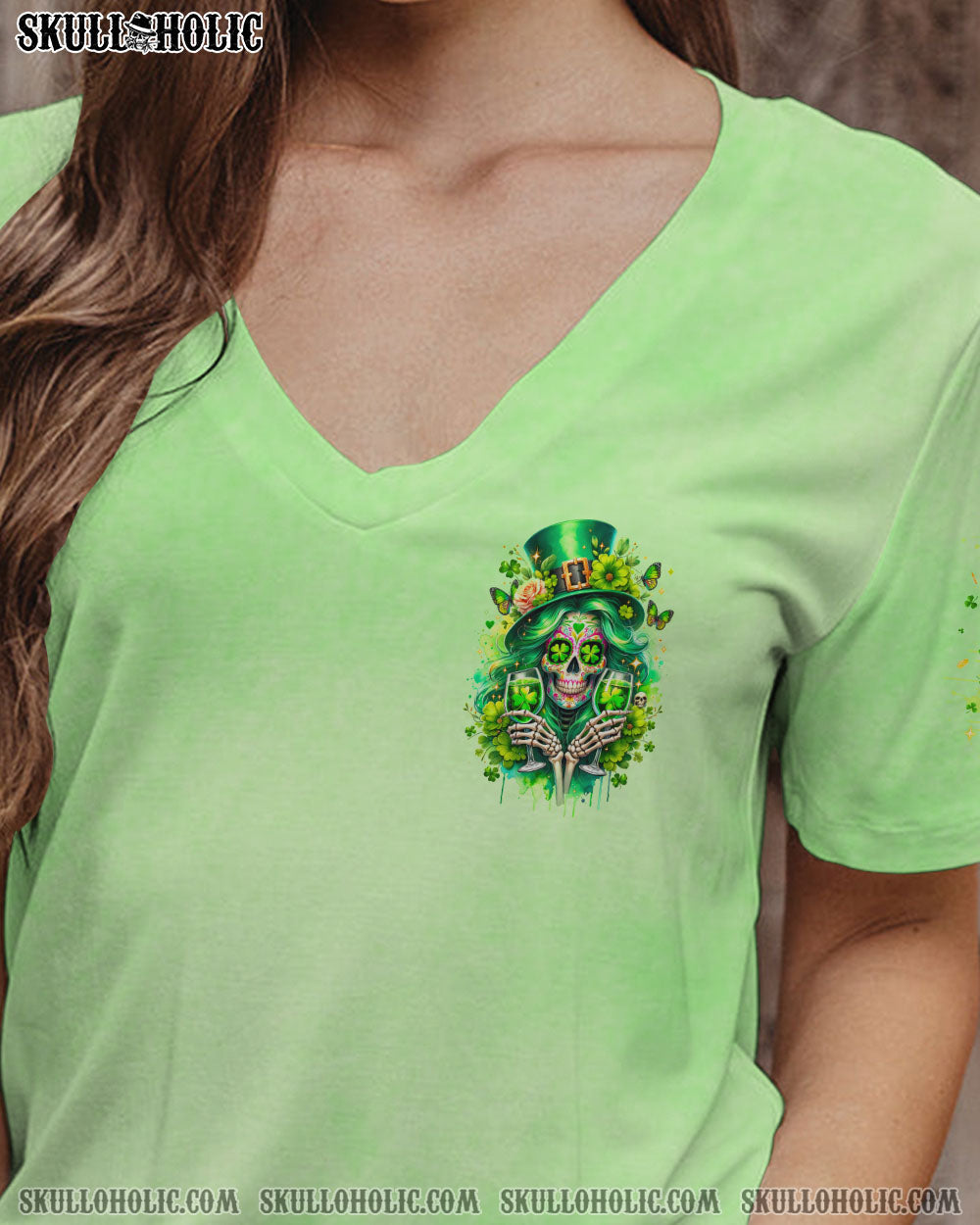 BLISSCORNERS DRINK UP B SKULL LADY PATRICK'S DAY ALL OVER PRINT
