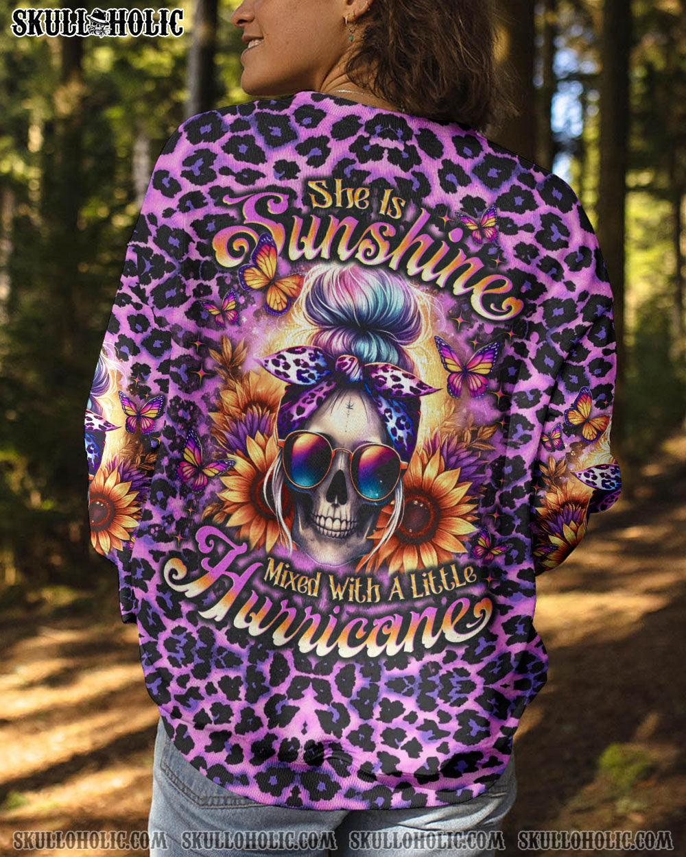 BLISSCORNERS SHE IS SUNSHINE SUNFLOWER MESSY SKULL ALL OVER PRINT