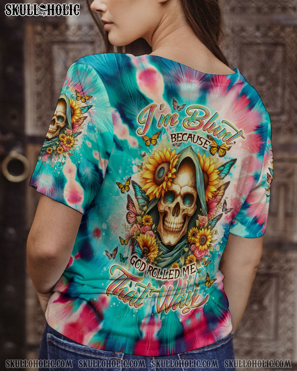 BLISSCORNERS I'M BLUNT BECAUSE GOD ROLLED ME TIE DYE ALL OVER PRINT