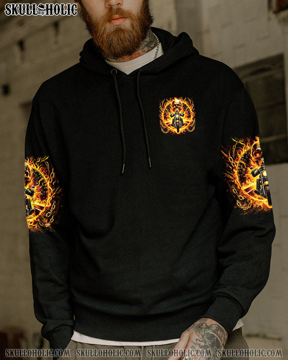 BLISSCORNERS FUELED BY GASOLINE AND RAGE BIKER SKULL ALL OVER PRINT
