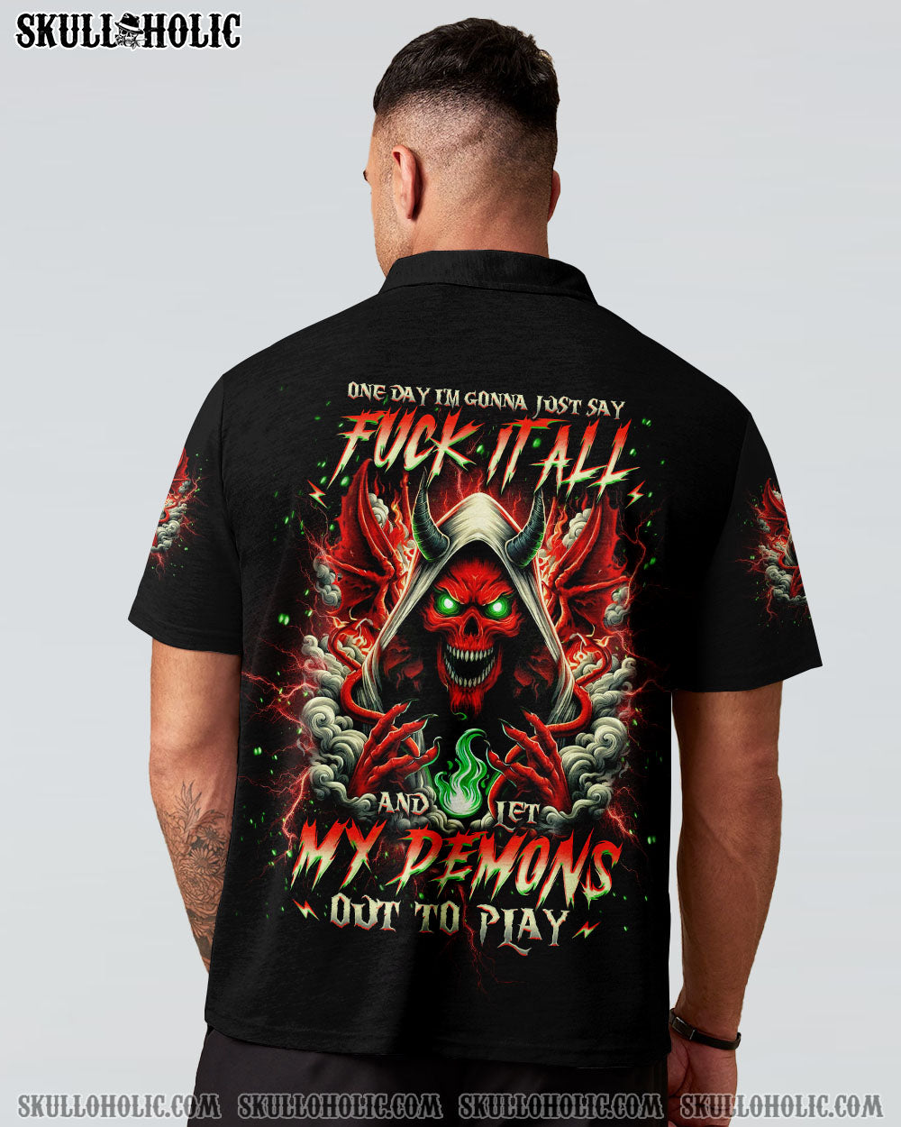 BLISSCORNERS ONE DAY I'M GONNA JUST SAY DEMON SKULL ALL OVER PRINT