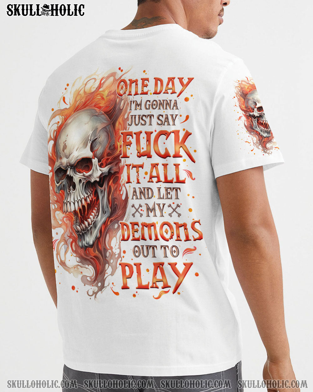BLISSCORNERS ONE DAY I'M GONNA JUST SAY DEMON SKULL ALL OVER PRINT