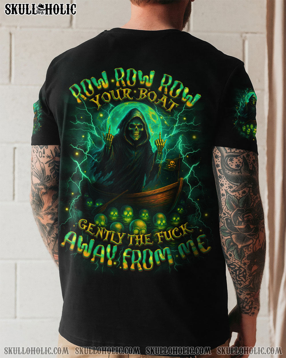BLISSCORNERS ROW ROW ROW YOUR BOAT REAPER SKULL ALL OVER PRINT