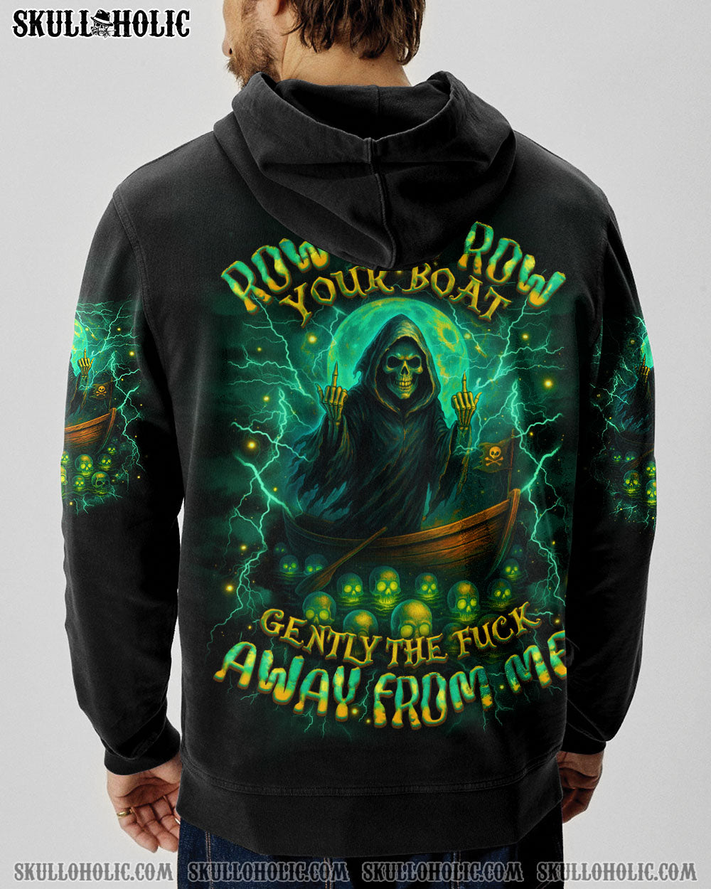 BLISSCORNERS ROW ROW ROW YOUR BOAT REAPER SKULL ALL OVER PRINT