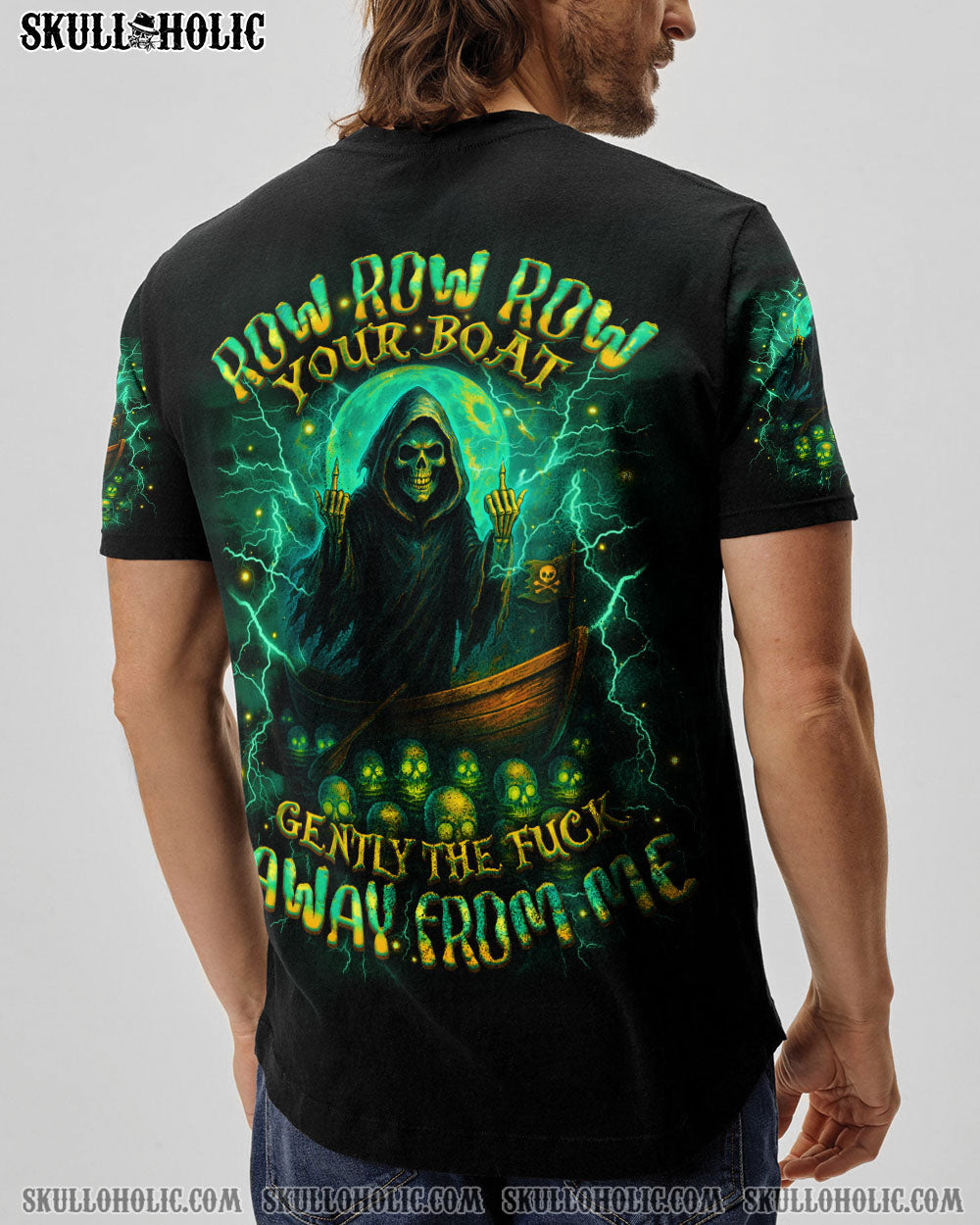 BLISSCORNERS ROW ROW ROW YOUR BOAT REAPER SKULL ALL OVER PRINT
