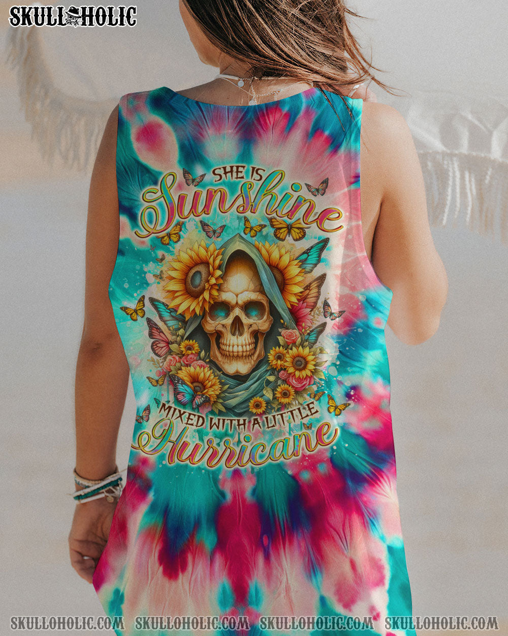 BLISSCORNERS SHE IS SUNSHINE SUNFLOWER REAPER TIE DYE ALL OVER PRINT