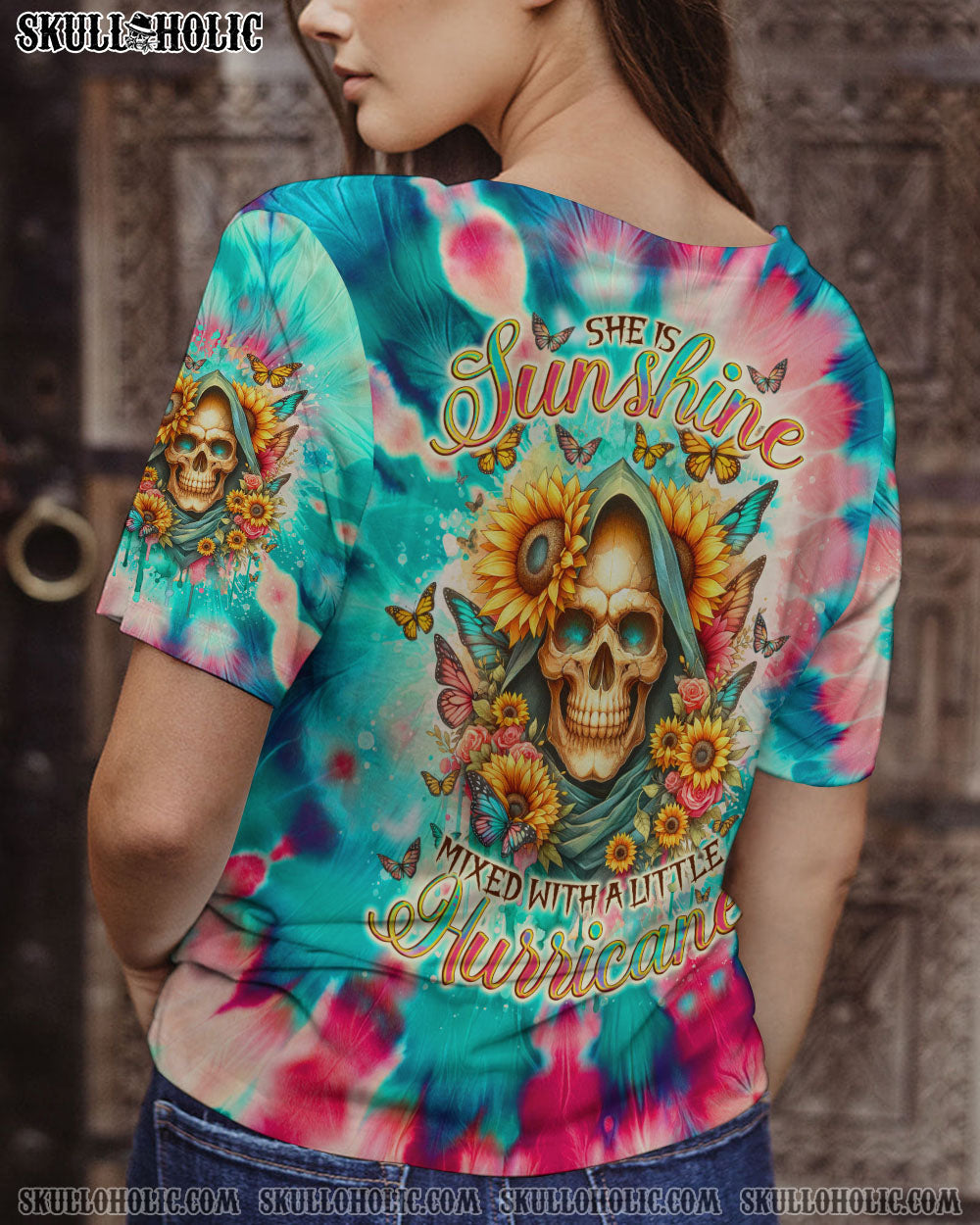 BLISSCORNERS SHE IS SUNSHINE SUNFLOWER REAPER TIE DYE ALL OVER PRINT