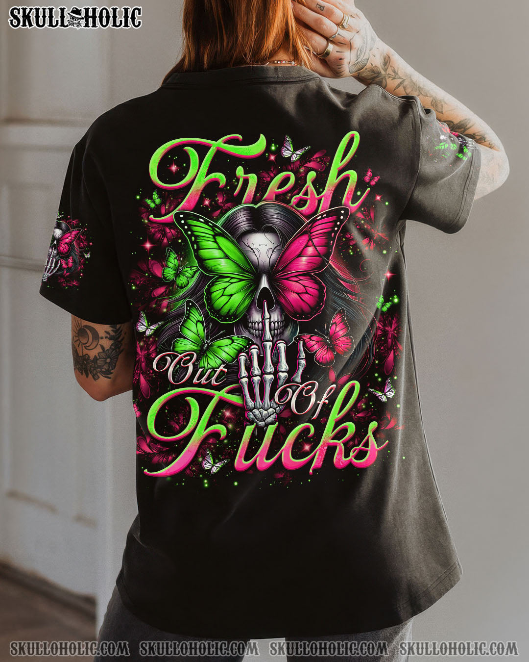 BLISSCORNERS FRESH OUT OF F BUTTERFLY SKULL LADY ALL OVER PRINT