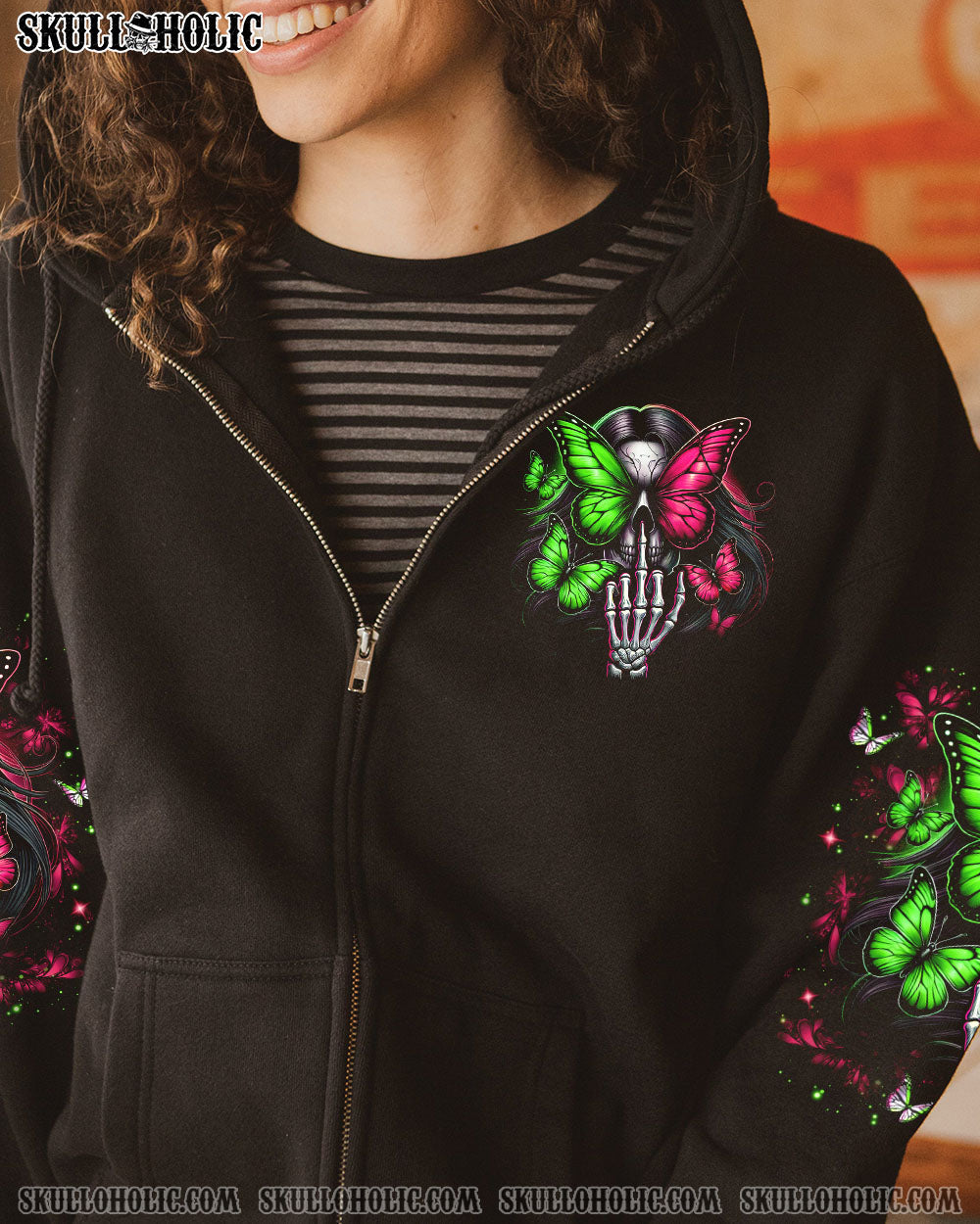 BLISSCORNERS FRESH OUT OF F BUTTERFLY SKULL LADY ALL OVER PRINT