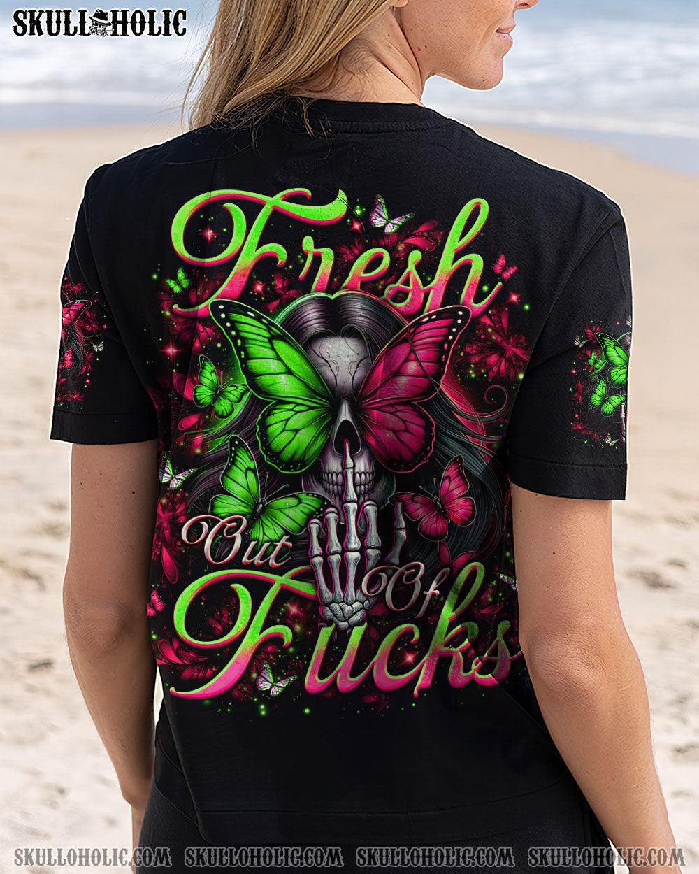 BLISSCORNERS FRESH OUT OF F BUTTERFLY SKULL LADY ALL OVER PRINT