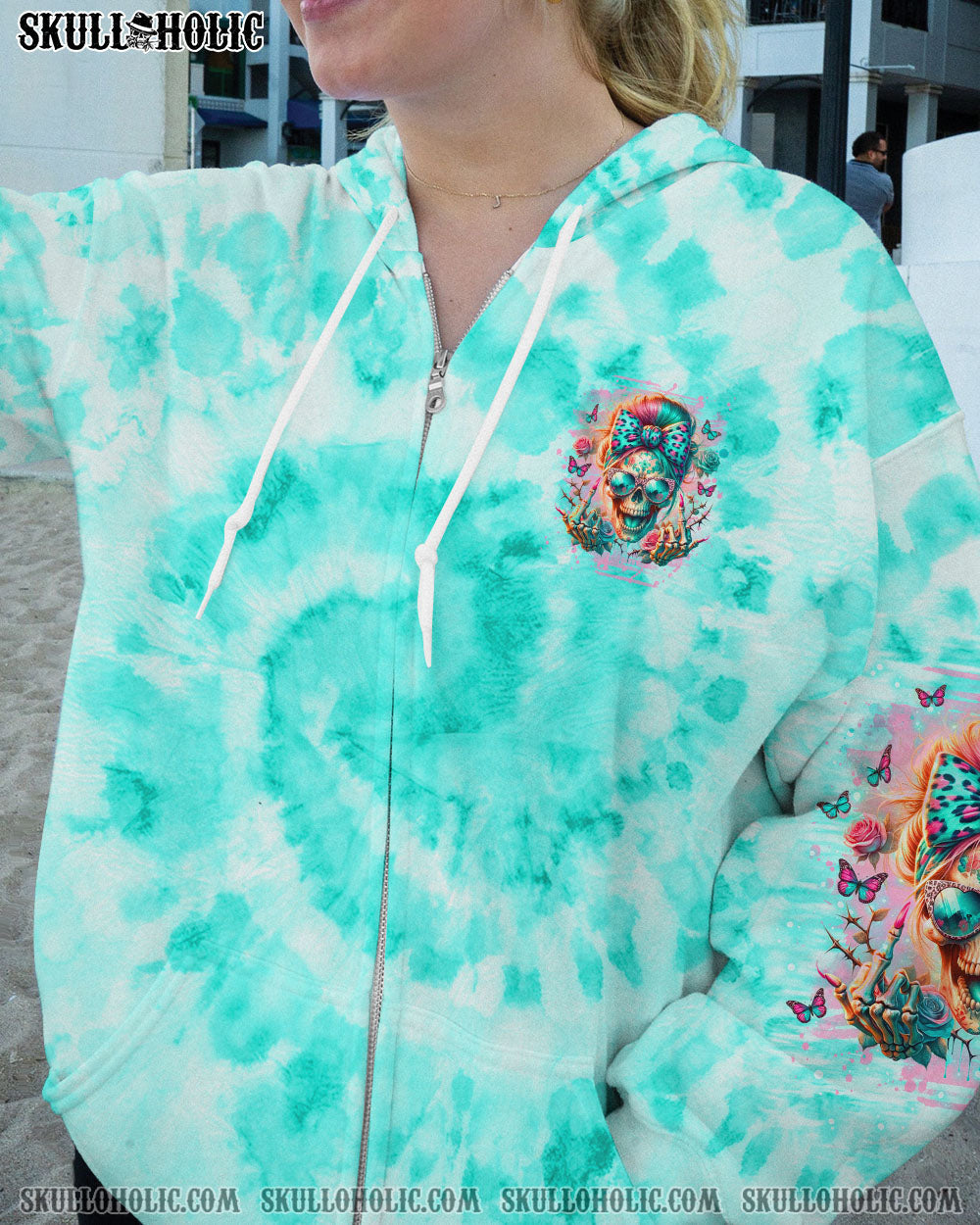 BLISSCORNERS THE GOOD GIRL IN ME MESSY BUN SKULL ALL OVER PRINT
