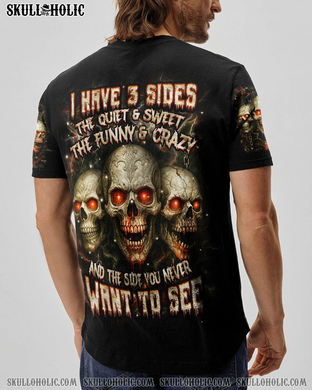 BLISSCORNERS I HAVE 3 SIDES 3 SKULLS ALL OVER PRINT
