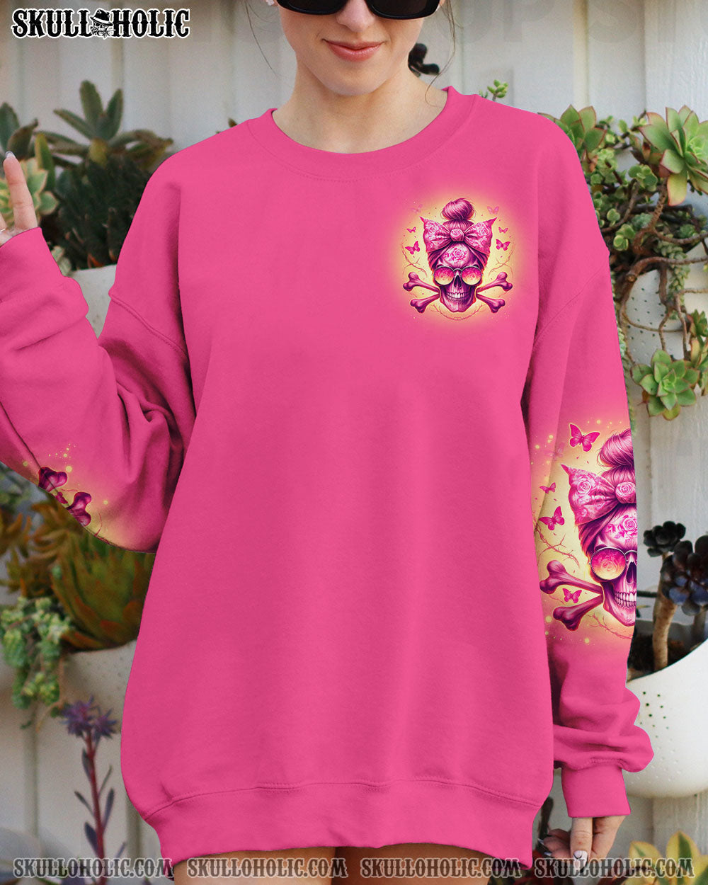 BLISSCORNERS I'M AN OLD WOMAN MESSY BUN SKULL ALL OVER PRINT