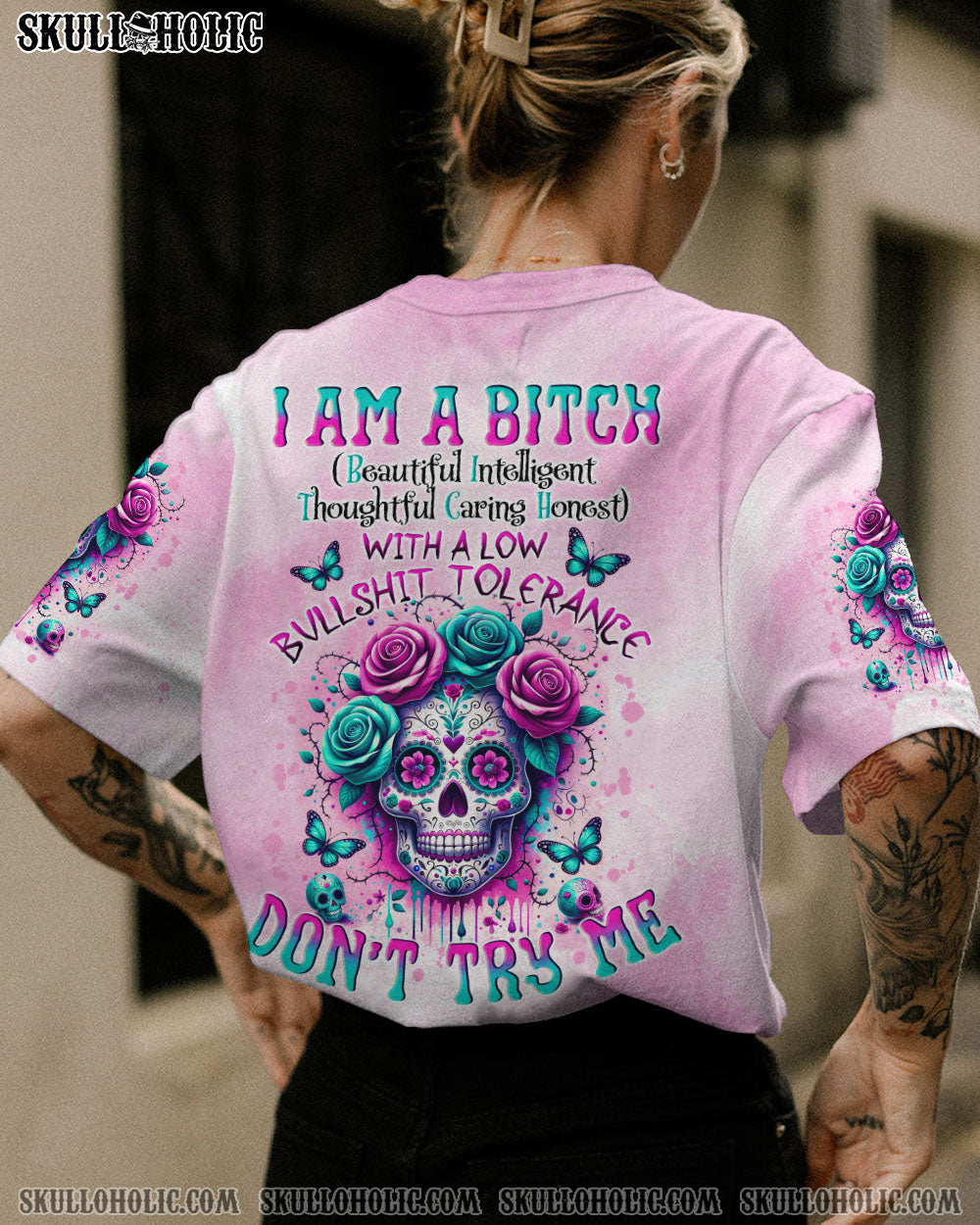 BLISSCORNERS I'M A B DON'T TRY ME SUGAR SKULL ALL OVER PRINT