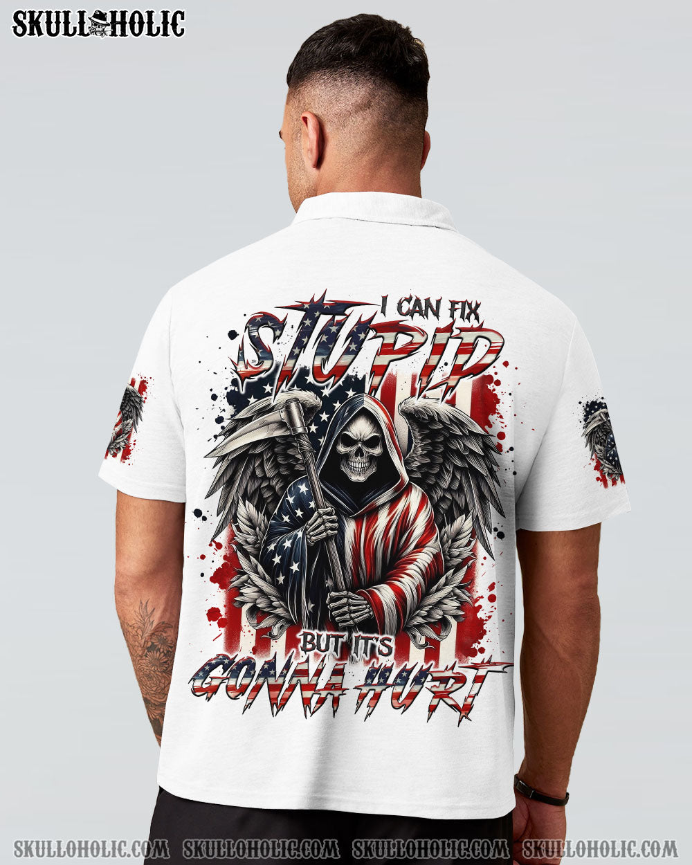 BLISSCORNERS I CAN FIX STUPID BUT IT'S GONNA HURT SKULL REAPER ALL OVER PRINT