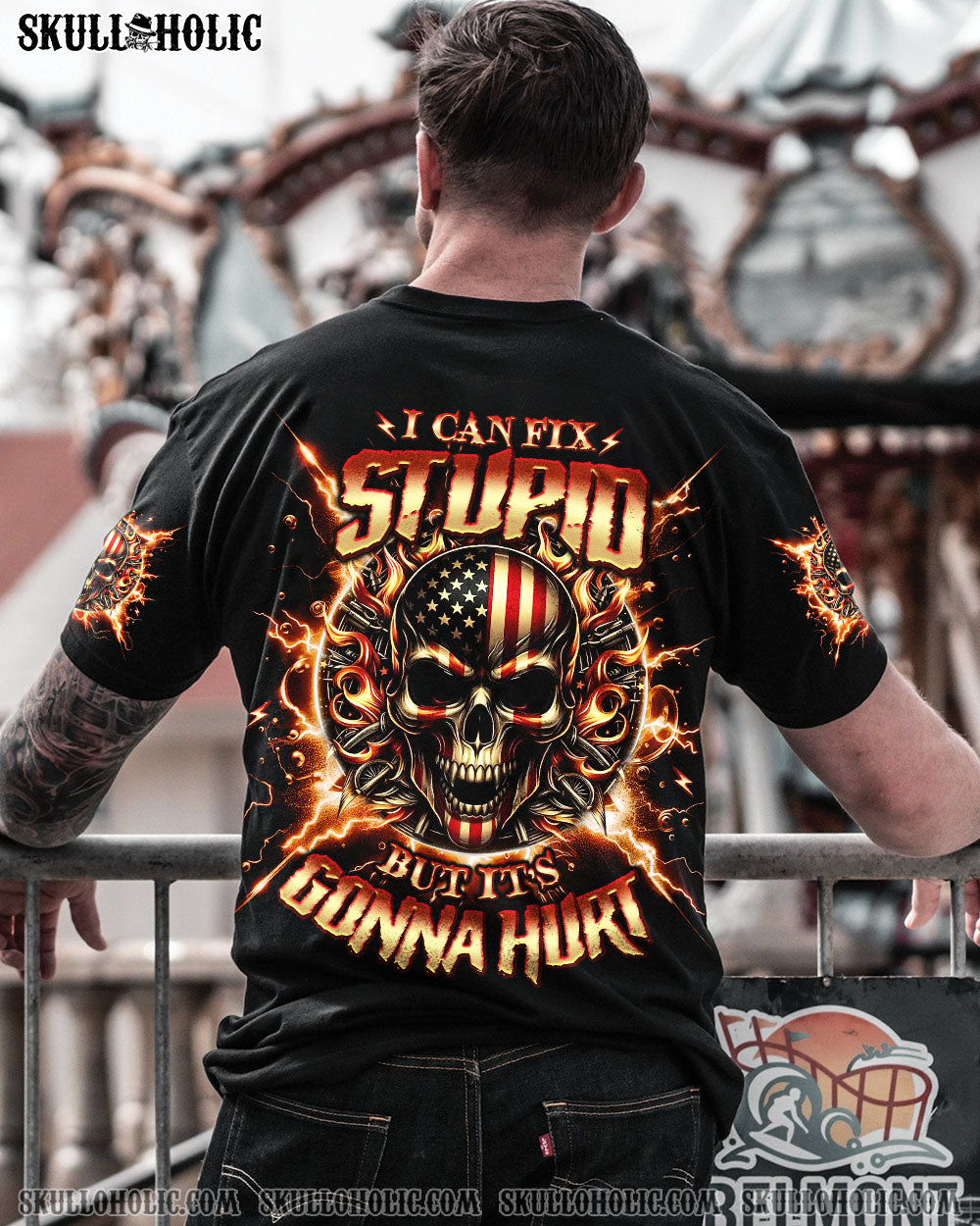 BLISSCORNERS I CAN FIX STUPID BUT IT'S GONNA HURT SKULL ALL OVER PRINT