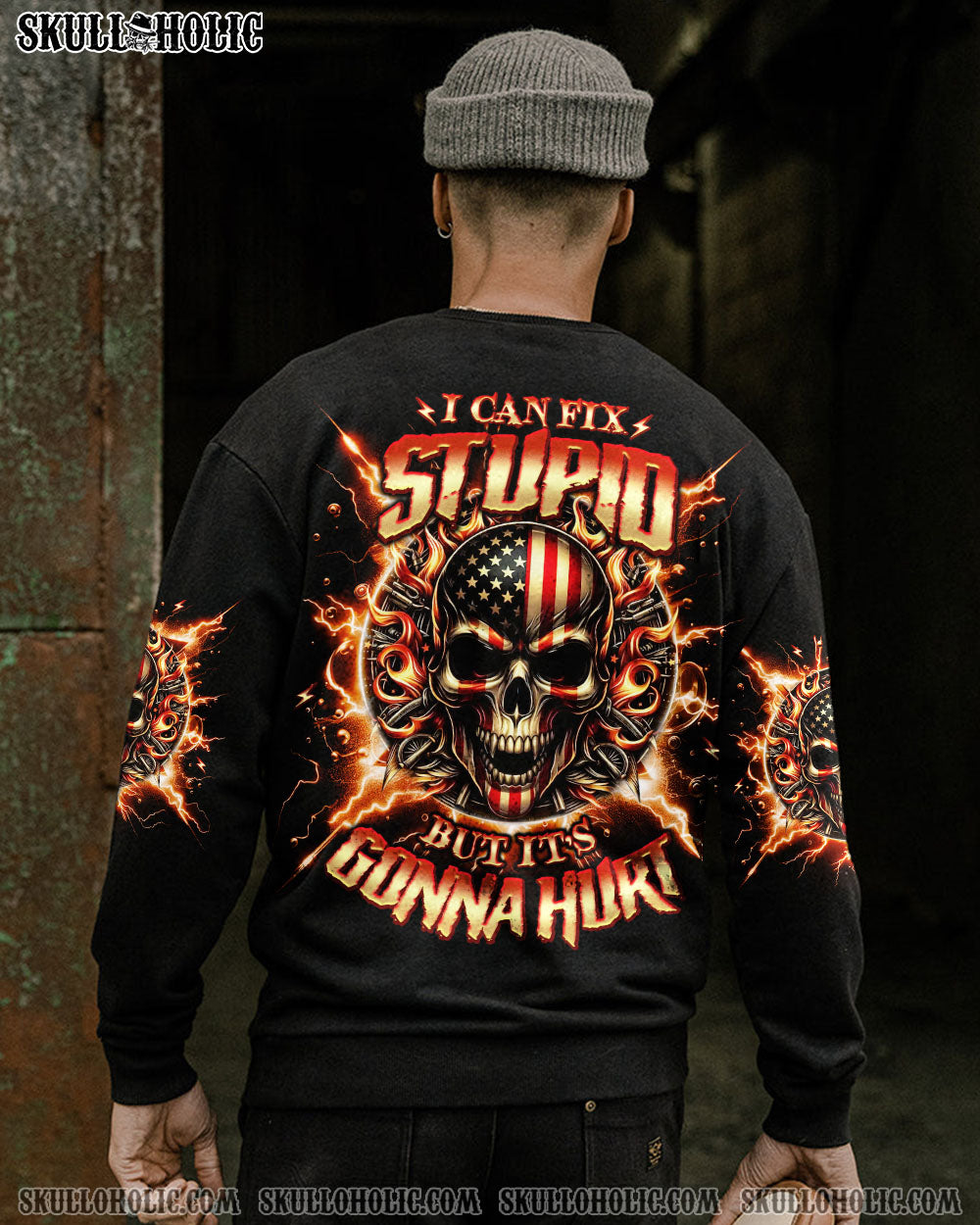 BLISSCORNERS I CAN FIX STUPID BUT IT'S GONNA HURT SKULL ALL OVER PRINT