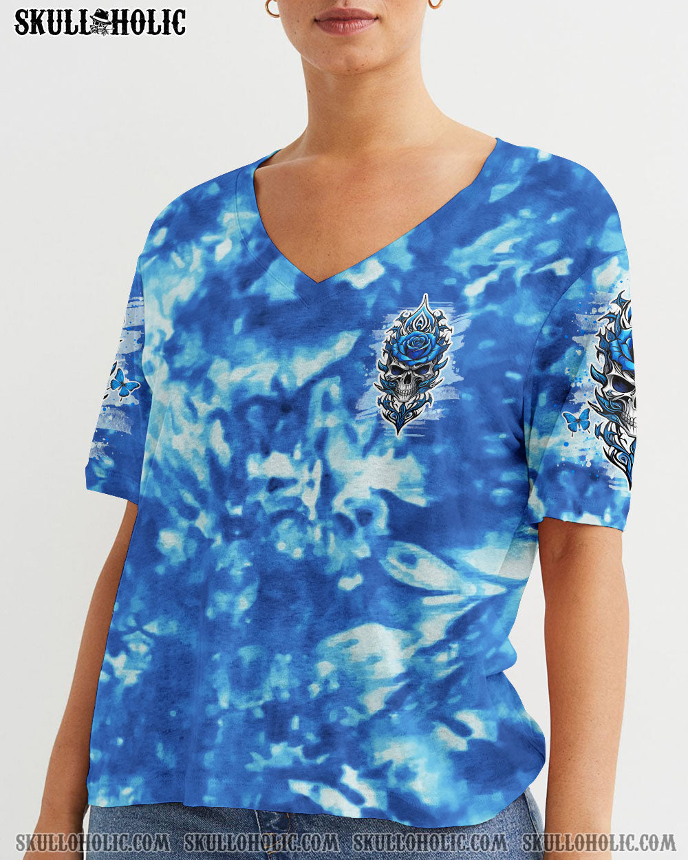 BLISSCORNERS WARNING THIS TATTOOED GIRL SKULL ROSE TIE DYE ALL OVER PRINT