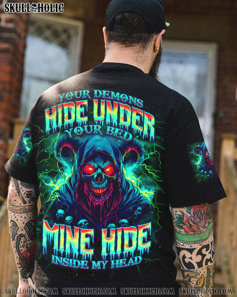 BLISSCORNERS YOUR DEMONS HIDE UNDER YOUR BED SKULL ALL OVER PRINT