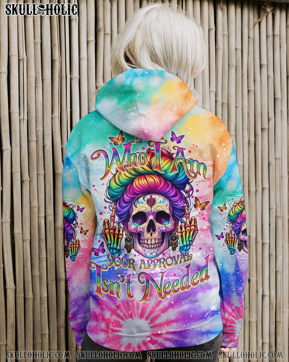 BLISSCORNERS I AM WHO I AM YOUR APPROVAL ISN'T NEEDED MESSY BUN ALL OVER PRINT