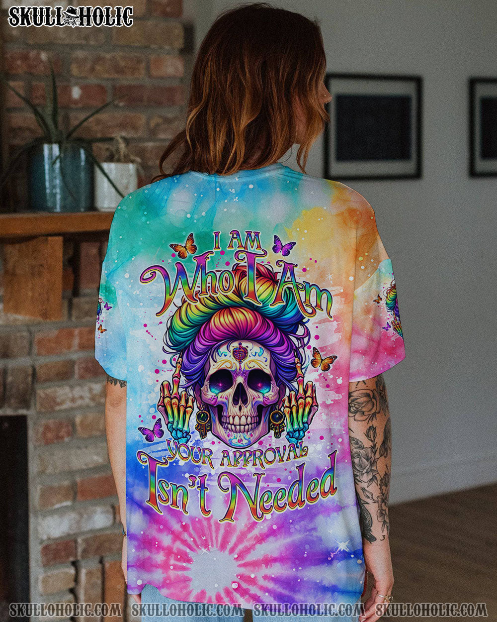 BLISSCORNERS I AM WHO I AM YOUR APPROVAL ISN'T NEEDED MESSY BUN ALL OVER PRINT