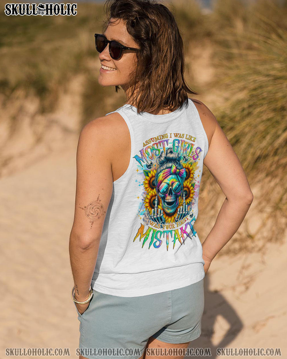 BLISSCORNERS THE GOOD GIRL IN ME MESSY BUN SUNFLOWER ALL OVER PRINT