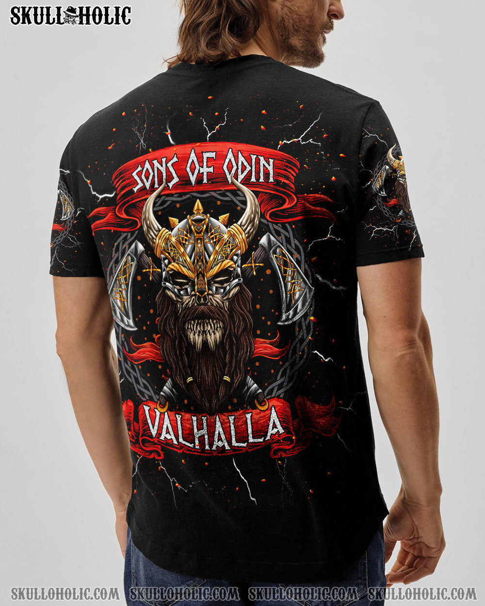 BLISSCORNERS SONS OF ODIN VALHALLA VIKING SKULL ALL OVER PRINT
