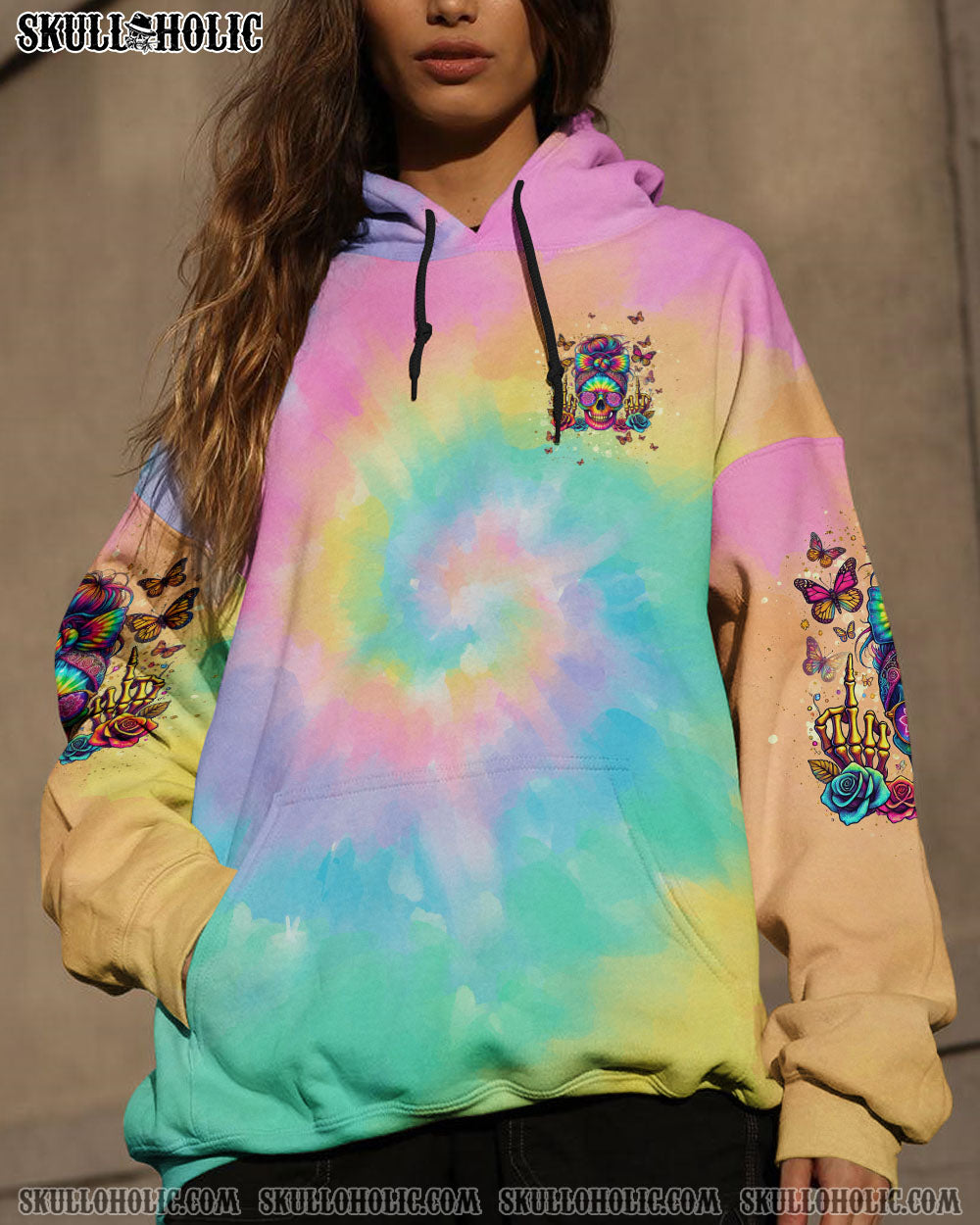 BLISSCORNERS ZERO F GIVEN SKULL MESSY BUN TIE DYE ALL OVER PRINT