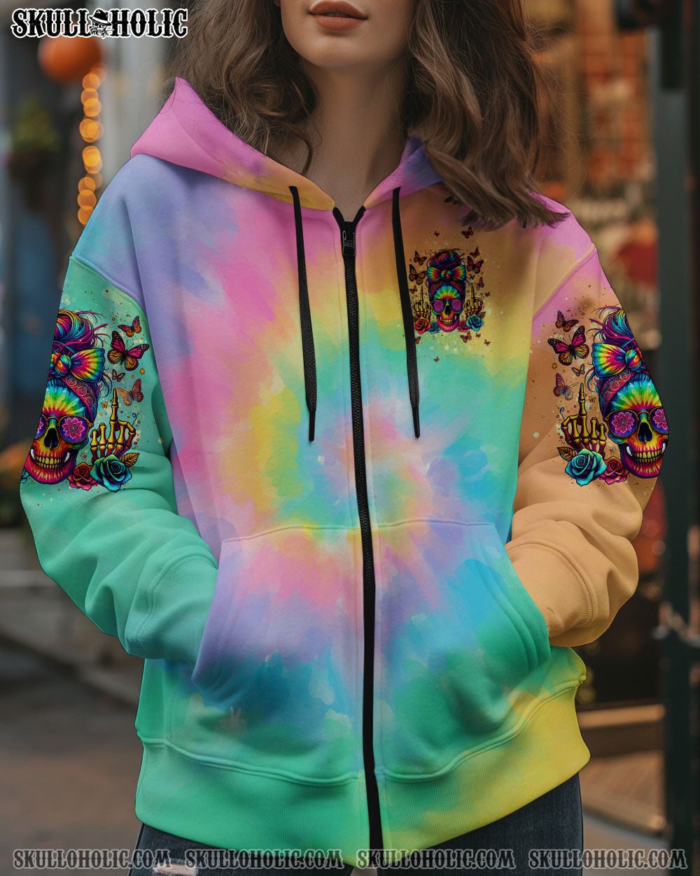 BLISSCORNERS ZERO F GIVEN SKULL MESSY BUN TIE DYE ALL OVER PRINT