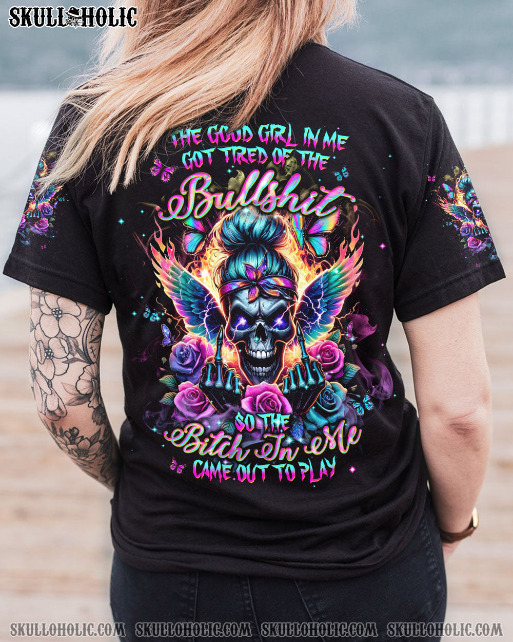BLISSCORNERS IF MY MOUTH DOESN'T SAY IT SKULL MESSY BUN ALL OVER PRINT