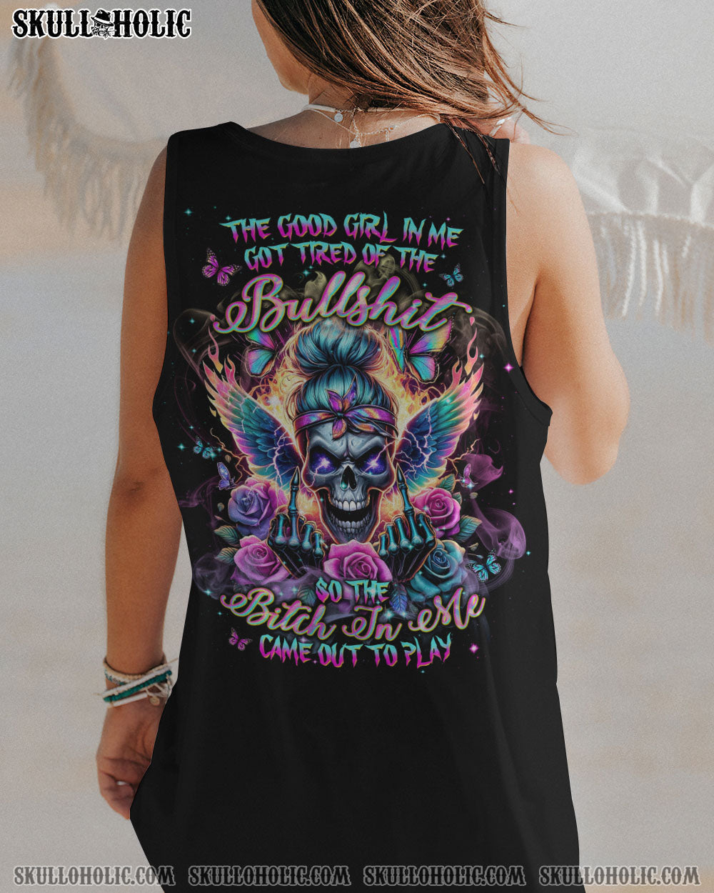 BLISSCORNERS IF MY MOUTH DOESN'T SAY IT SKULL MESSY BUN ALL OVER PRINT