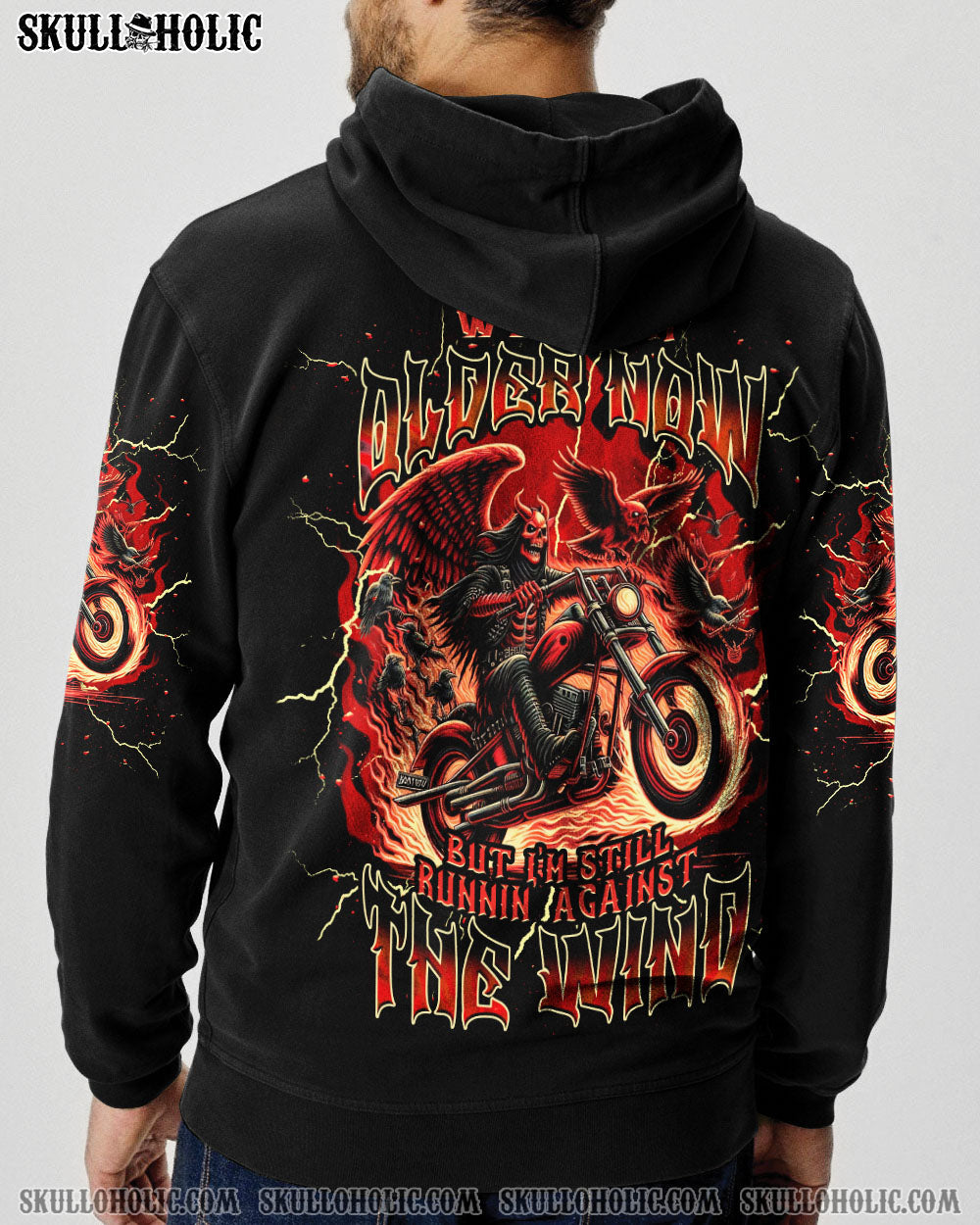 BLISSCORNERS RUNNING AGAINST THE WIND BIKER SKULL ALL OVER PRINT