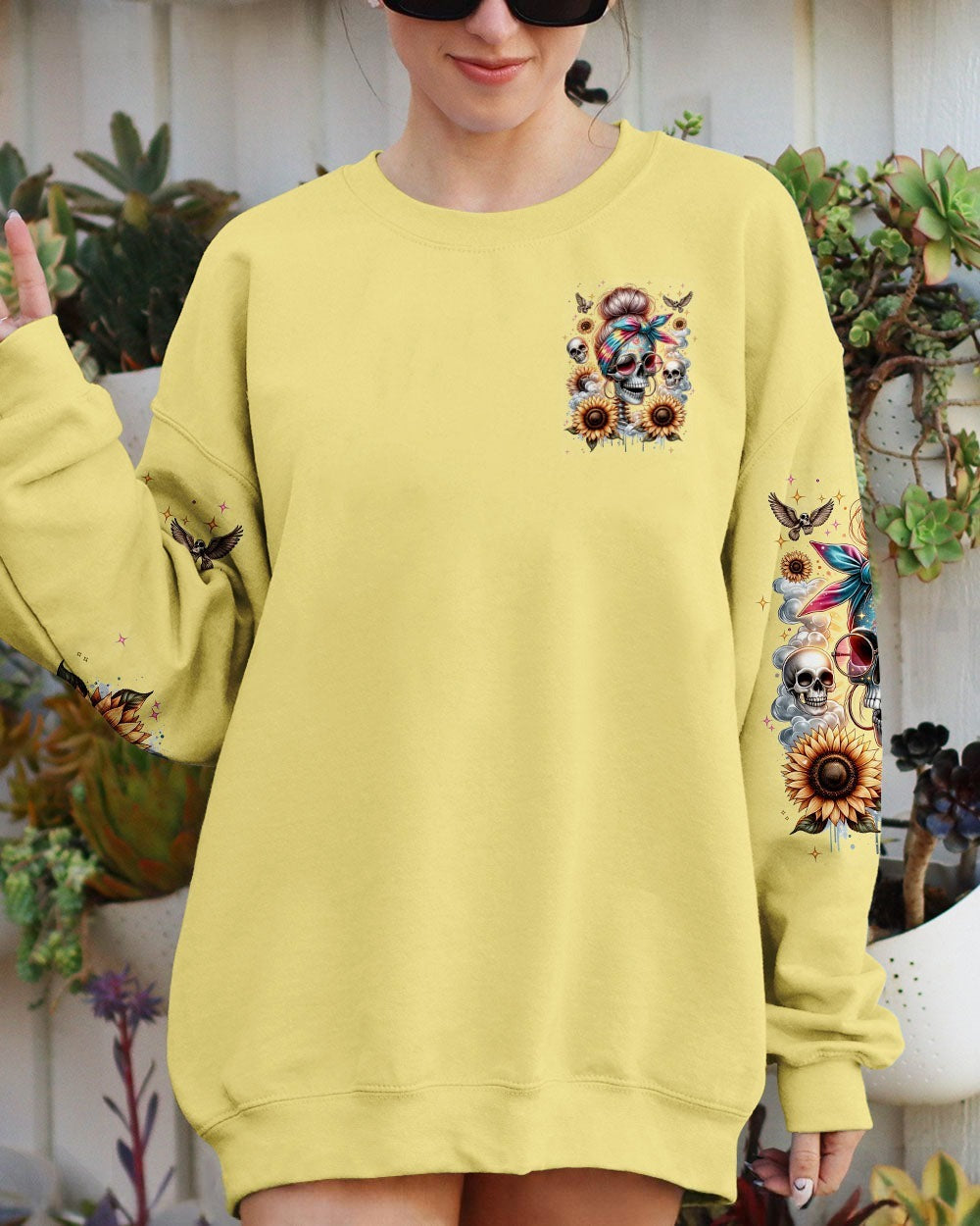 BLISSCORNERS MY GIVE A F IS BROKEN MESSY BUN SKULL ALL OVER PRINT
