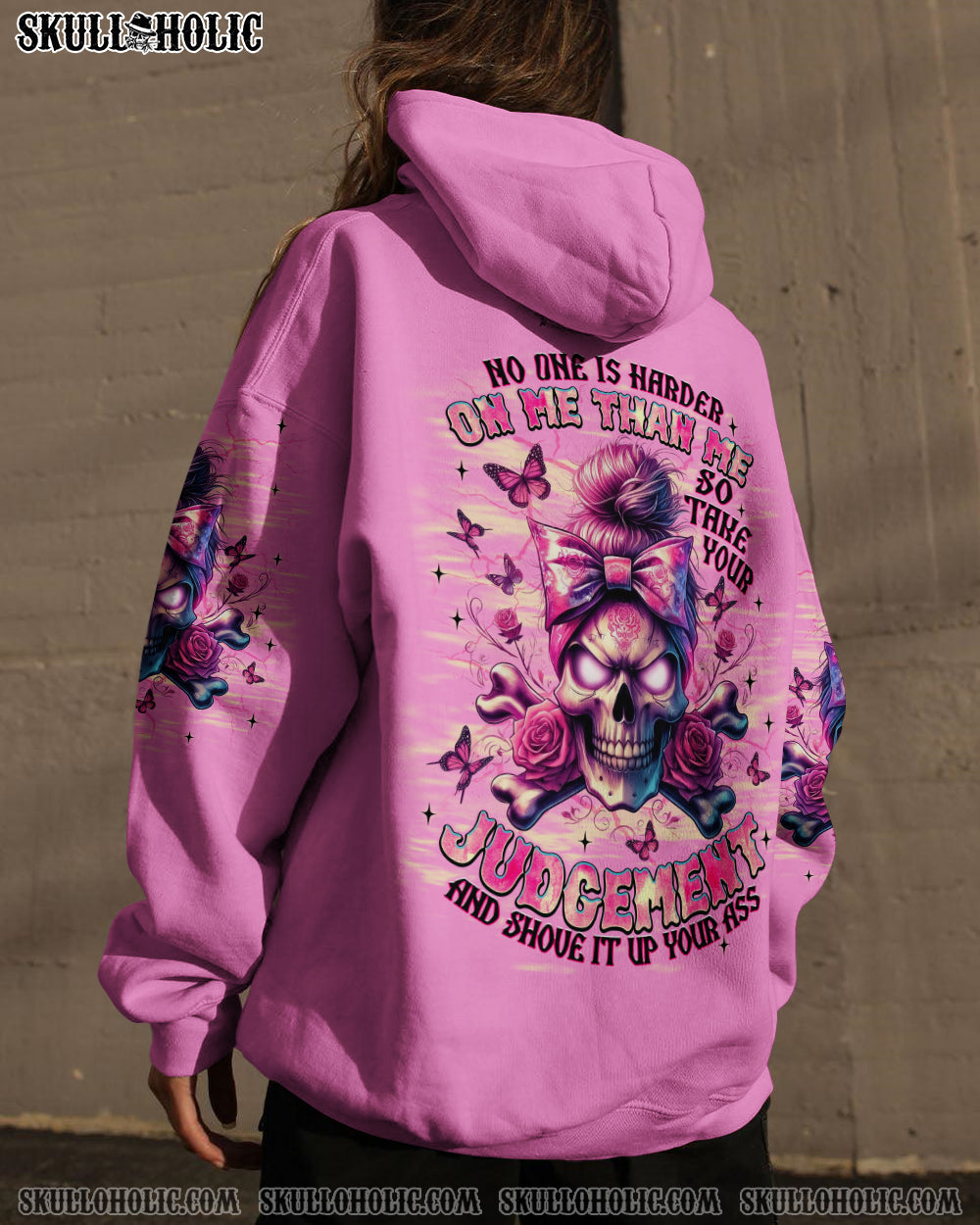 BLISSCORNERS HOW HEARTLESS I CAN BE SKULL MESSY BUN ALL OVER PRINT