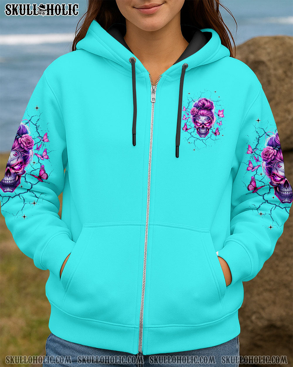 BLISSCORNERS HOLD MY HALO SKULL MESSY BUN ALL OVER PRINT