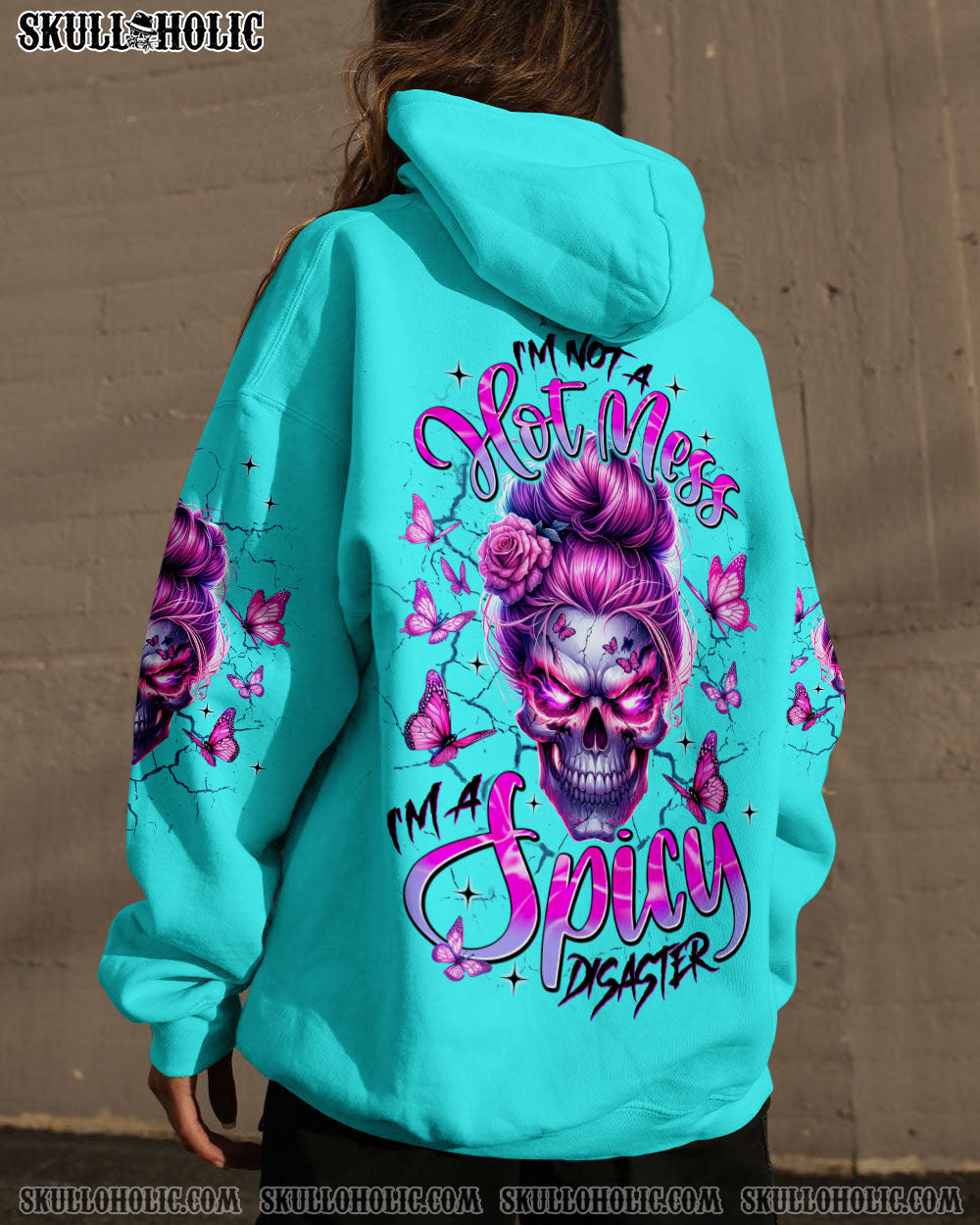BLISSCORNERS HOLD MY HALO SKULL MESSY BUN ALL OVER PRINT
