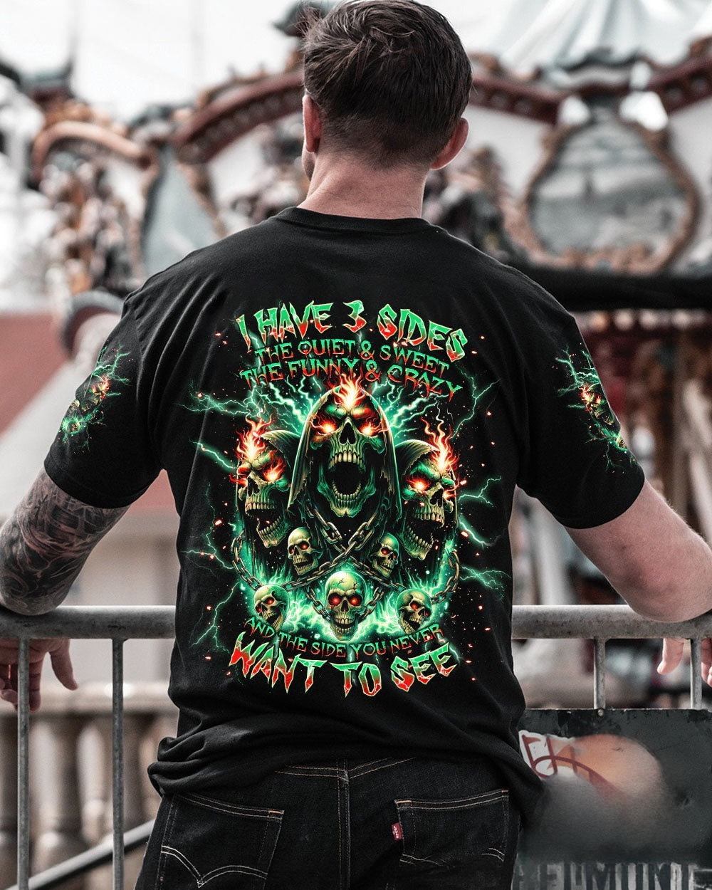 BLISSCORNERS I HAVE 3 SIDES 3 SKULLS REAPER ALL OVER PRINT