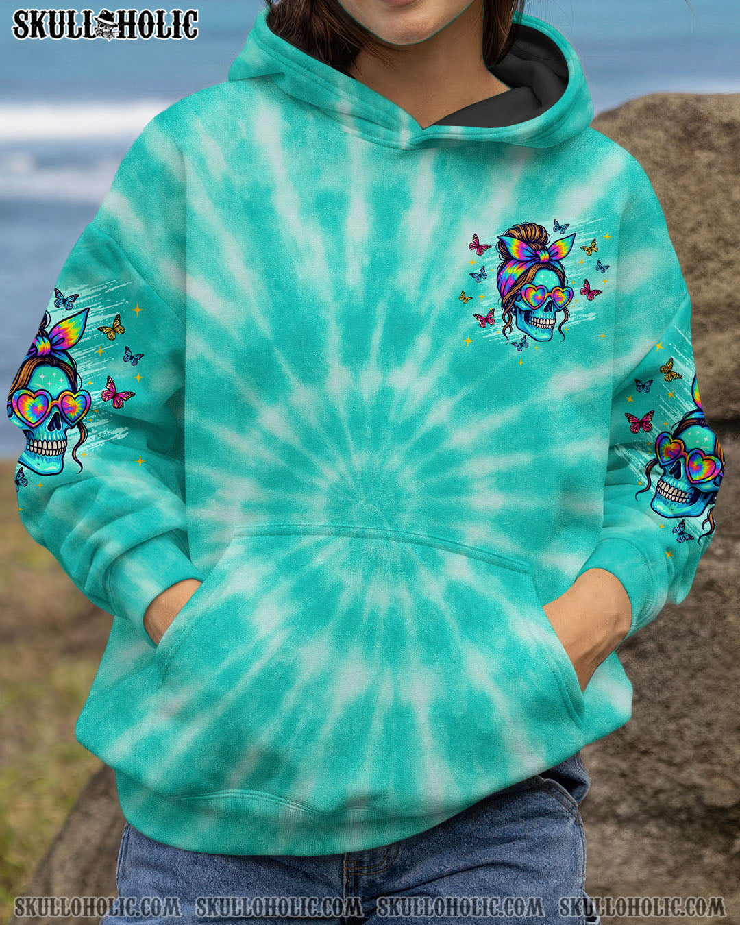 BLISSCORNERS IF YOU THINK THE THINGS I SAY OUT LOUD MESSY BUN SKULL TIE DYE ALL OVER PRINT