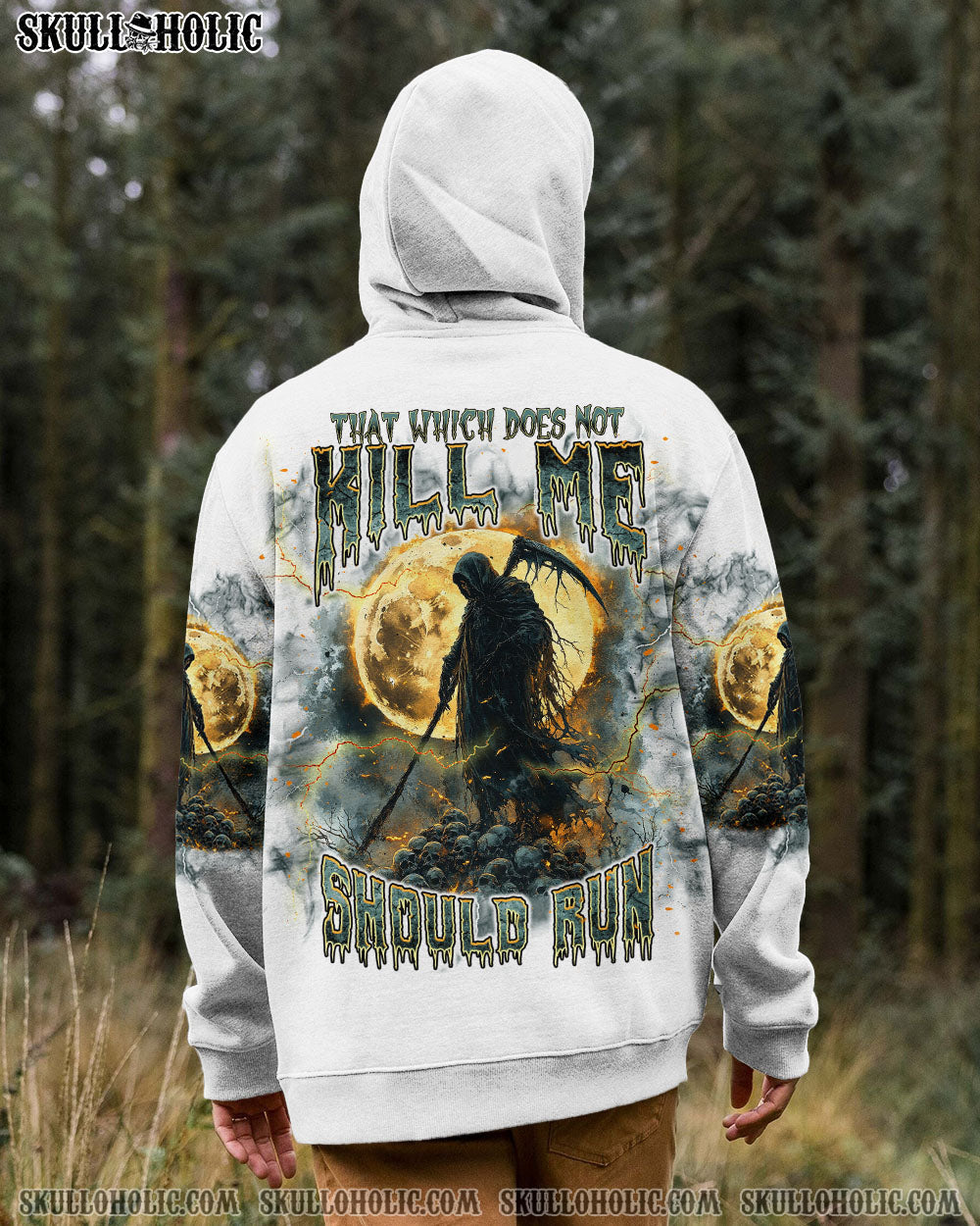 BLISSCORNERS THAT WHICH DOES NOT KILL ME SHOULD RUN SKULL ALL OVER PRINT