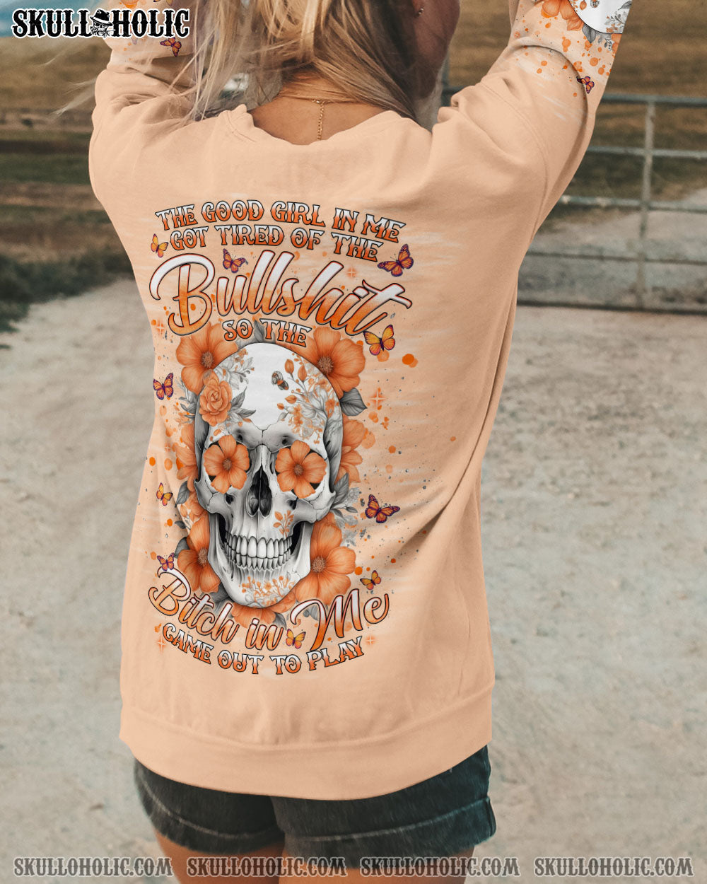 BLISSCORNERS THE GOOD GIRL IN ME SKULL ALL OVER PRINT