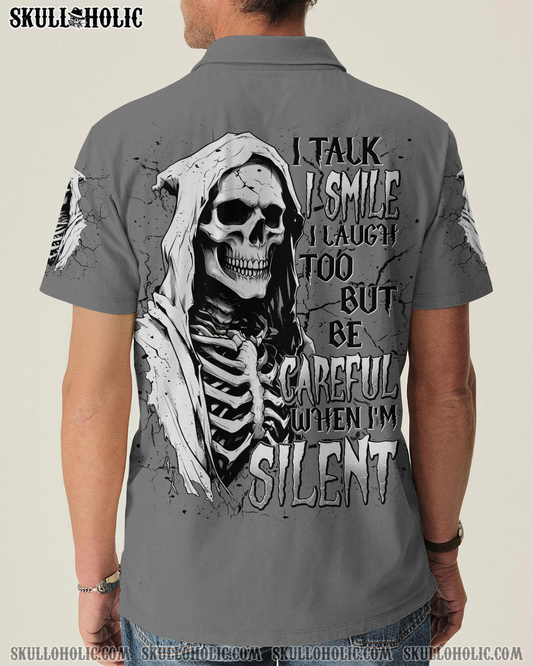 BLISSCORNERS BE CAREFUL WHEN I'M SILENT SKULL REAPER ALL OVER PRINT