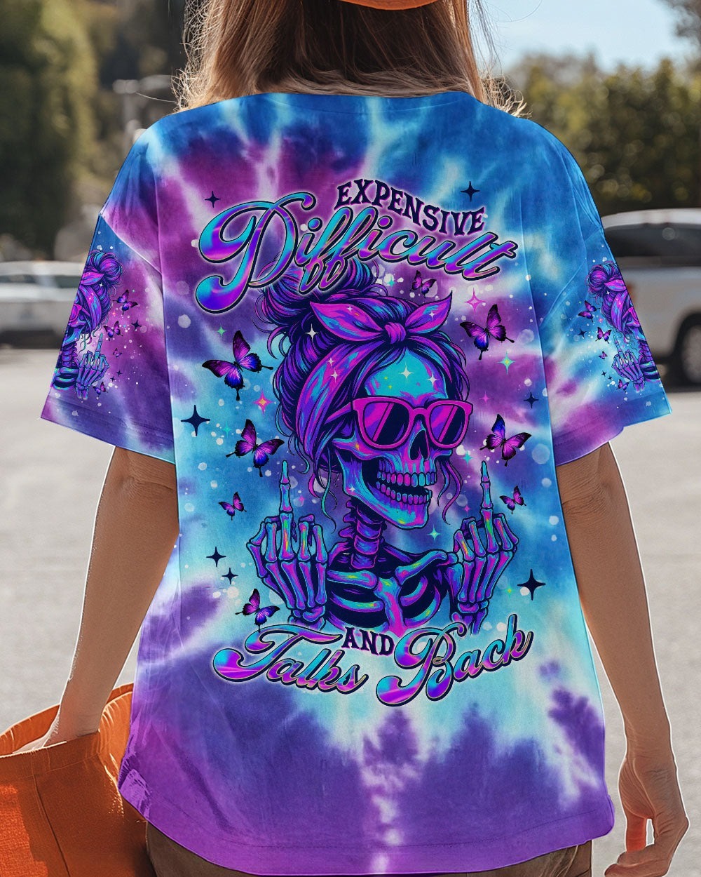 BLISSCORNERS F AROUND AND FIND OUT SKULL MESSY BUN ALL OVER PRINT