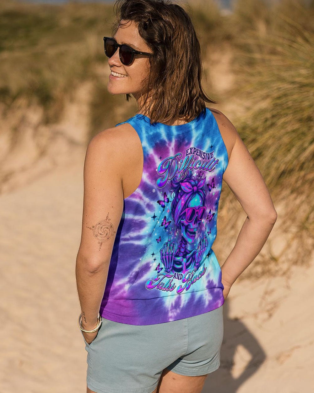 BLISSCORNERS F AROUND AND FIND OUT SKULL MESSY BUN ALL OVER PRINT