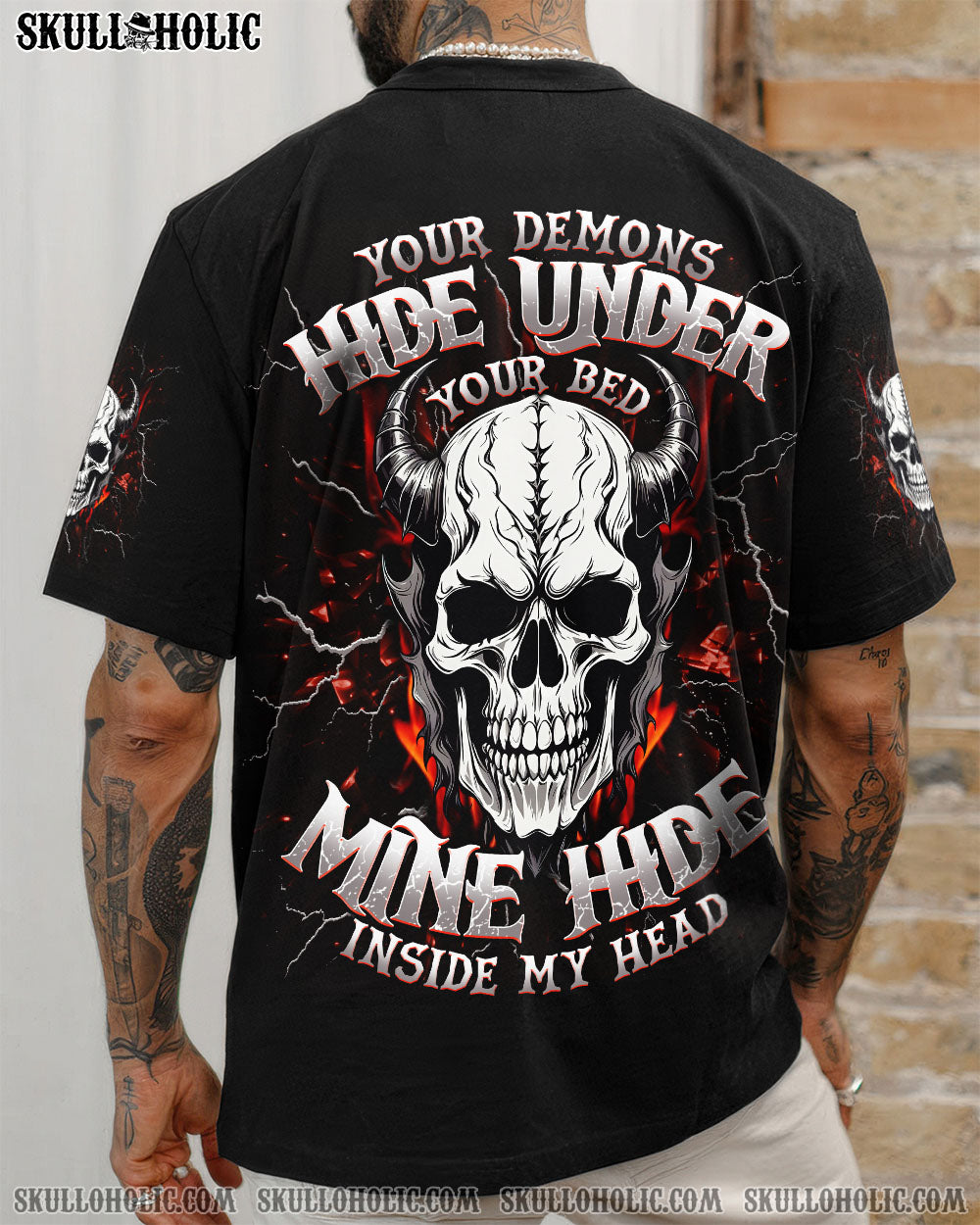 BLISSCORNERS YOUR DEMONS HIDE UNDER YOUR BED SKULL DEMON ALL OVER PRINT