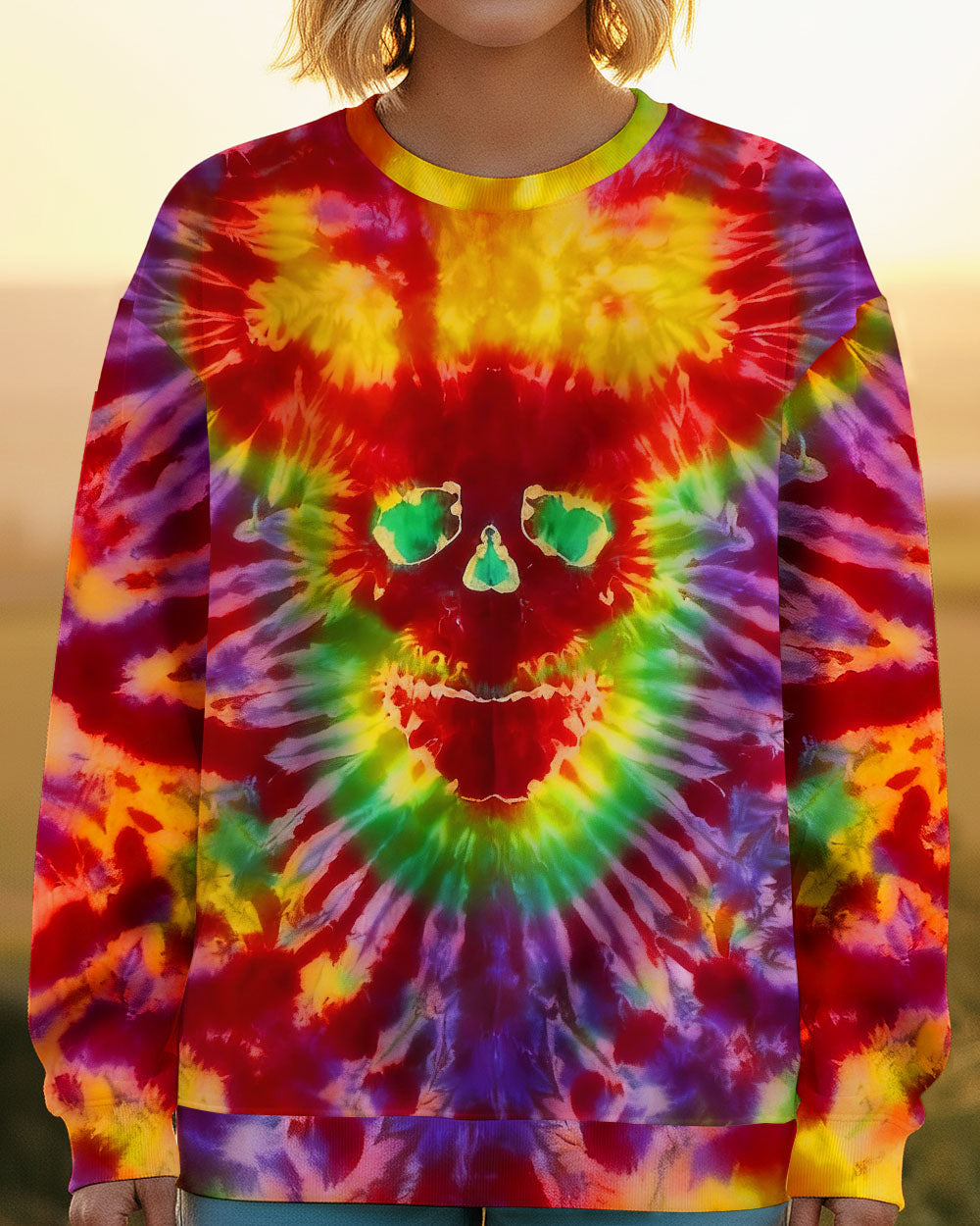 BLISSCORNERS DEMON SKULL TIE DYE ALL OVER PRINT