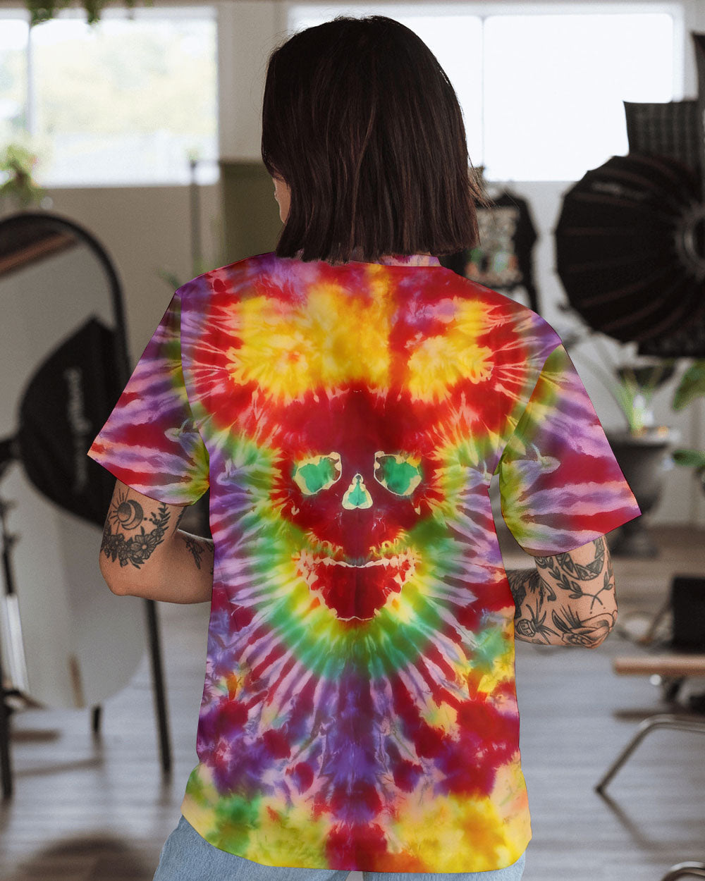 BLISSCORNERS DEMON SKULL TIE DYE ALL OVER PRINT