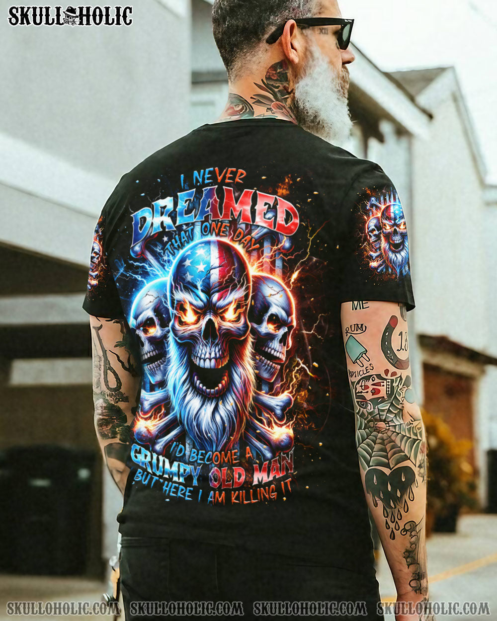 BLISSCORNERS I NEVER DREAMED THAT ONE DAY GRUMPY OLD MAN SKULL ALL OVER PRINT