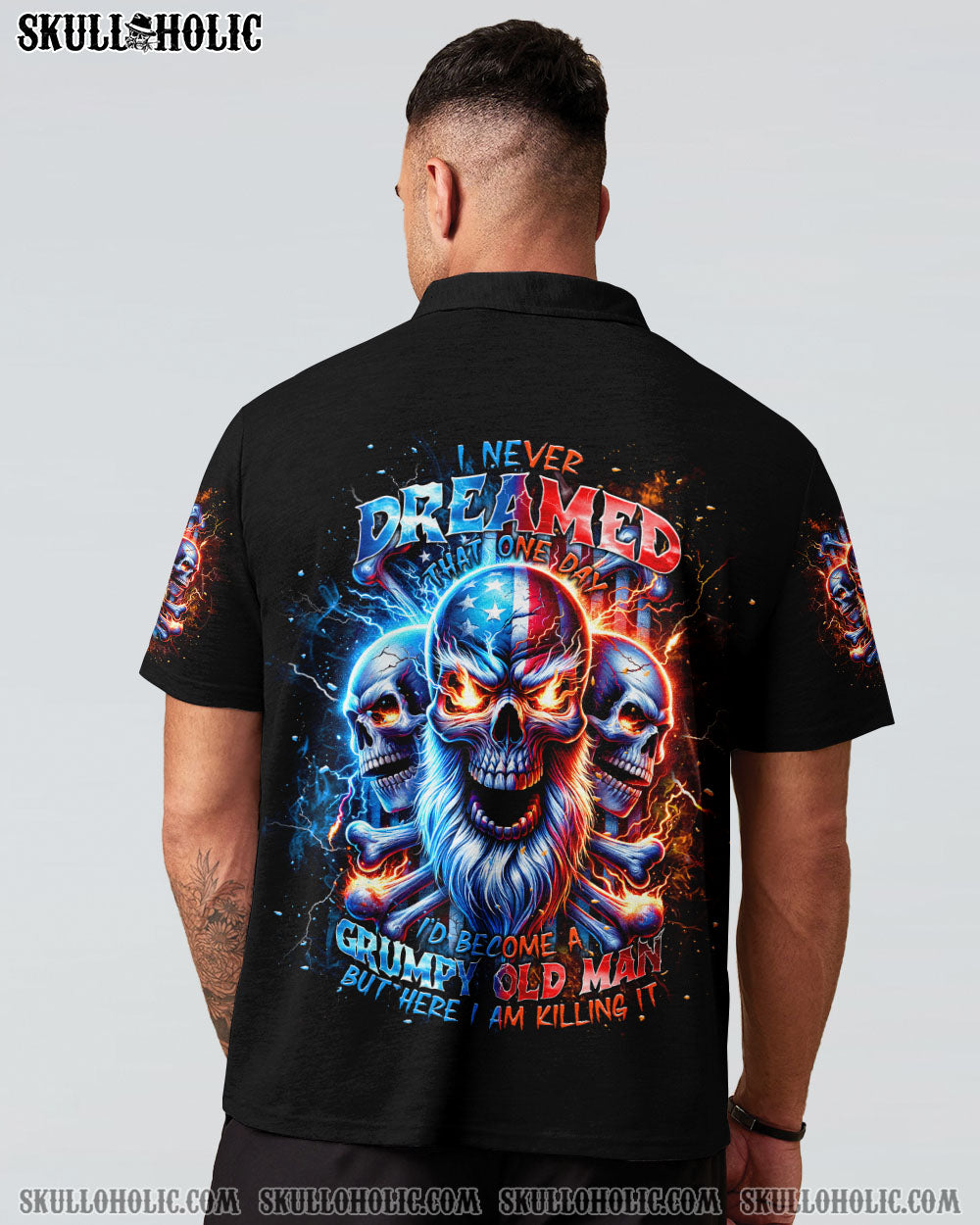 BLISSCORNERS I NEVER DREAMED THAT ONE DAY GRUMPY OLD MAN SKULL ALL OVER PRINT