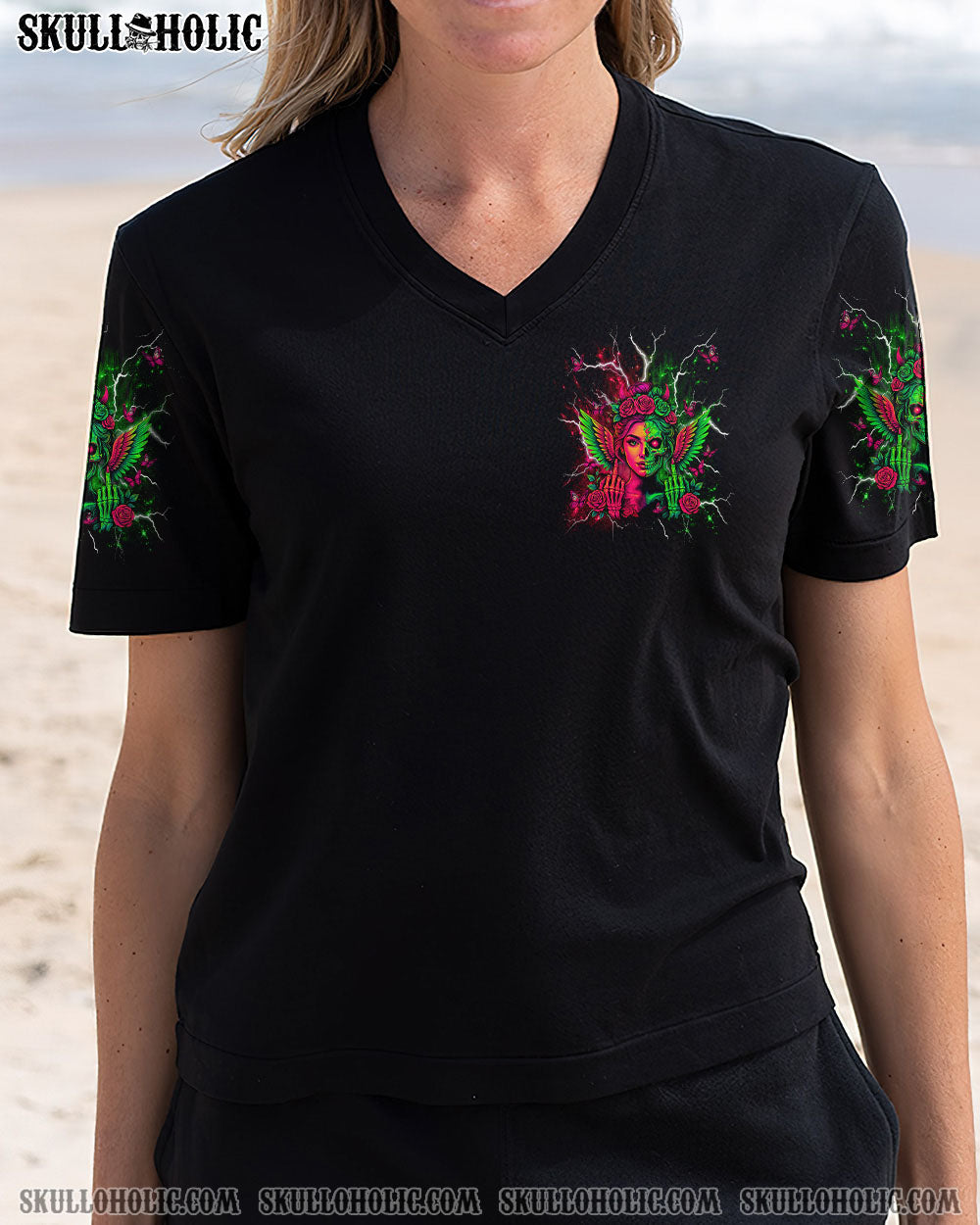 BLISSCORNERS THE GOOD GIRL IN ME GOT TIRED SKULL HALF FACE ALL OVER PRINT