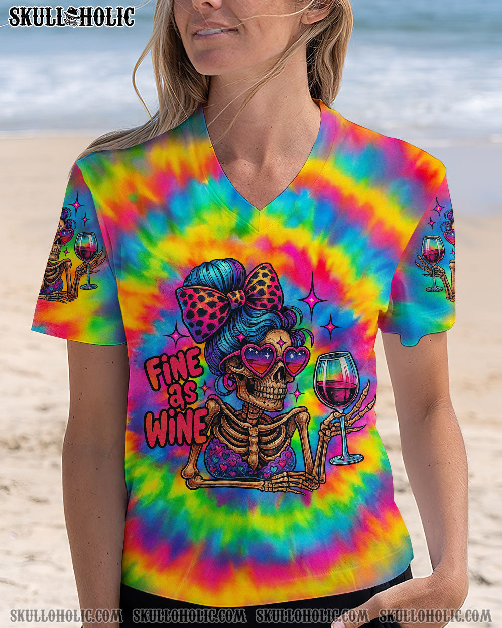 BLISSCORNERS FINE AS WINE SKELETON TIE DYE ALL OVER PRINT
